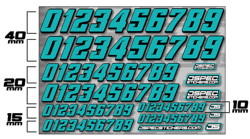 RC CAR NUMBER DECAL SHEET STYLE 2