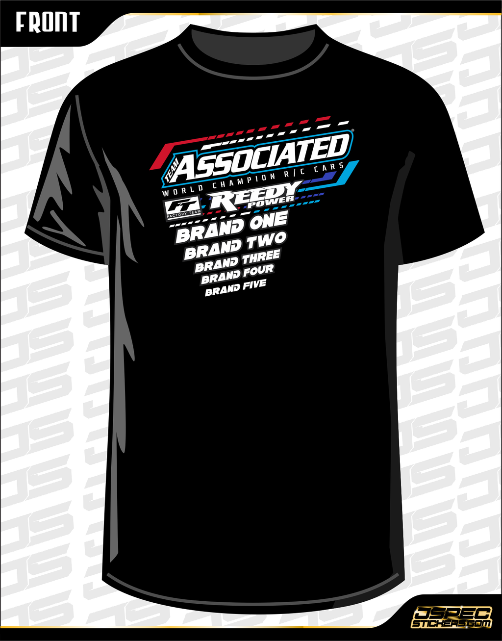 TEAM ASSOCIATED FT 2024 SHIRT with Sponsors - Jspec Stickers