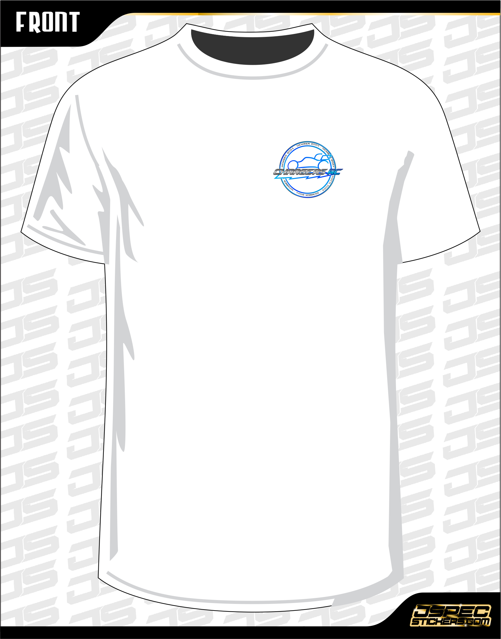 CHARGERS RC 2024 CLUB SHIRT (inc Race Number & Logos) Jspec Stickers