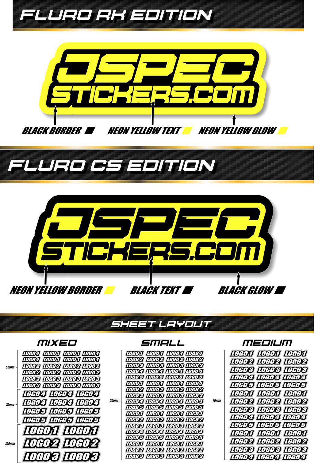 CUSTOM PRO FLURO STICKER SHEET