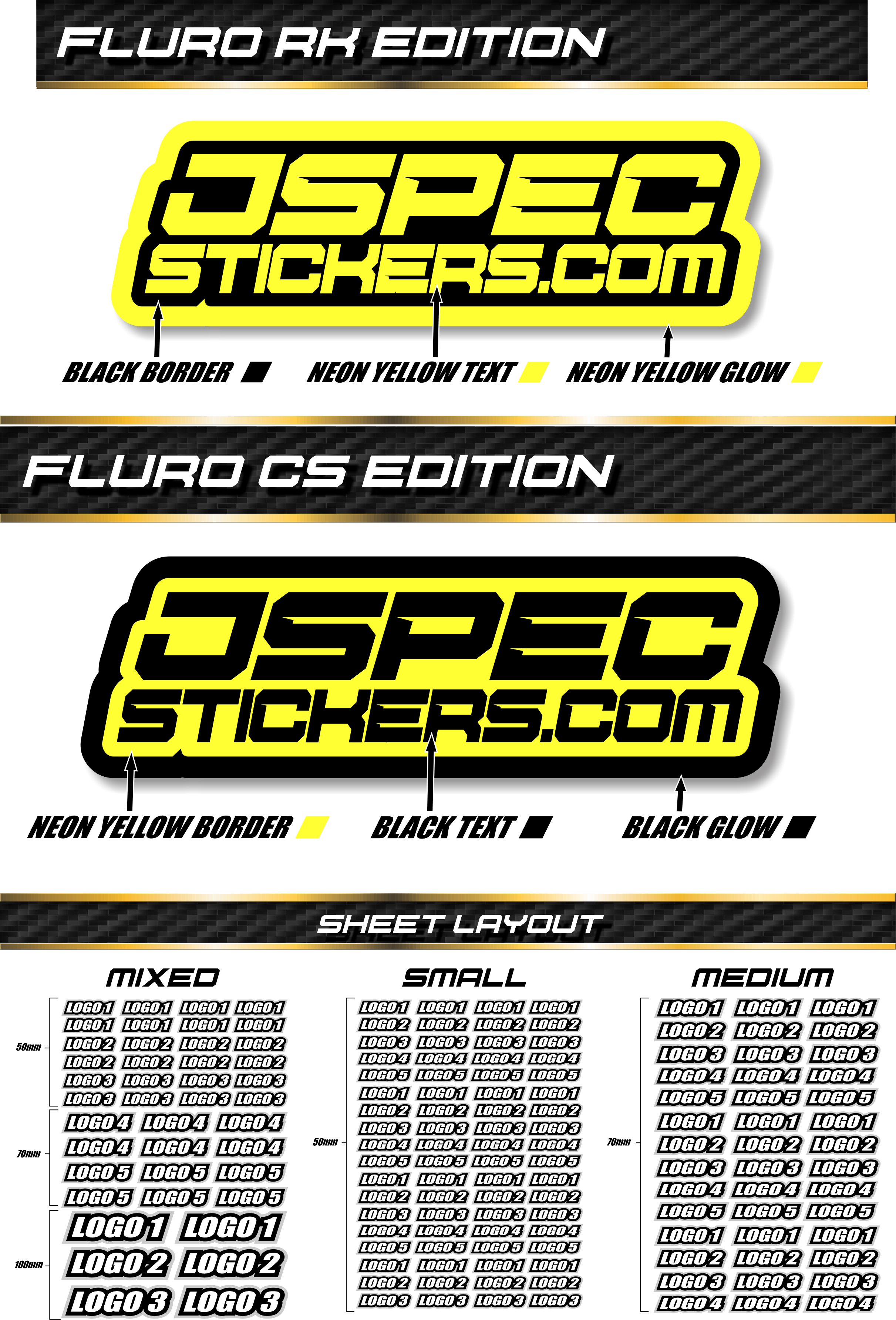 CUSTOM PRO FLURO STICKER SHEET