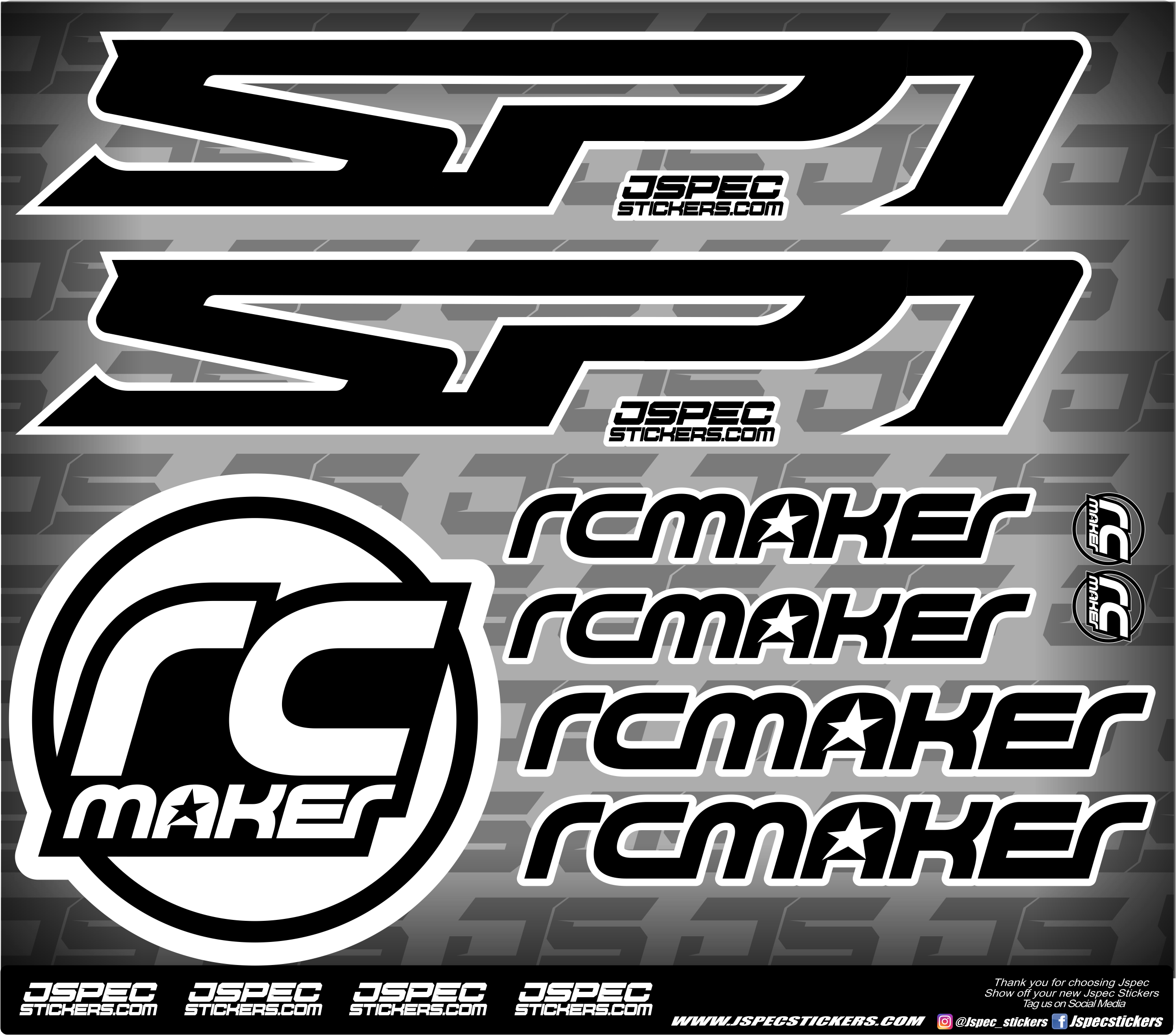 RC MAKER SP1 DECAL SHEET - Jspec Stickers
