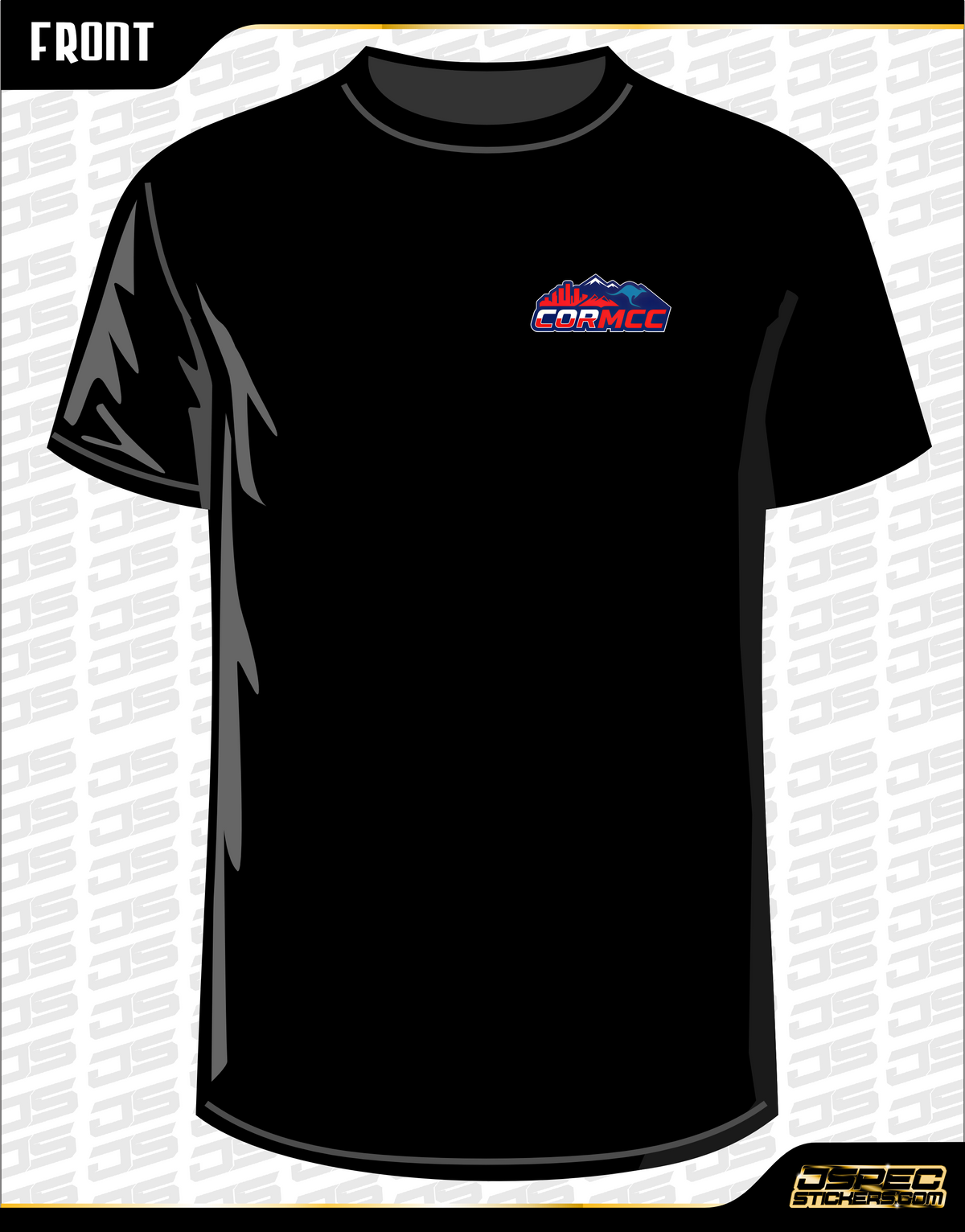 Black short-sleeve t-shirt shown from the rear with a large racing graphic print. The graphic features a blue and white off-road buggy, the text 'RCRA 2026', and Australian flag elements in red, white, and blue.