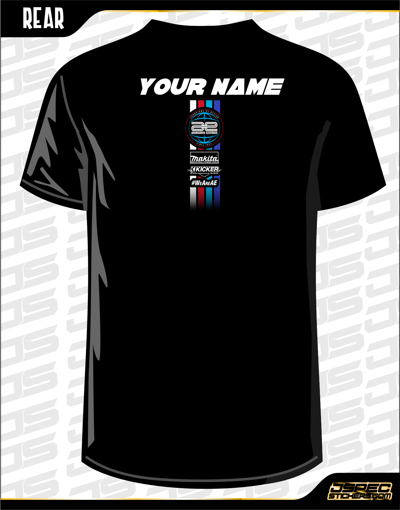 TEAM ASSOCIATED FT 2023 SHIRT with Sponsors - Jspec Stickers