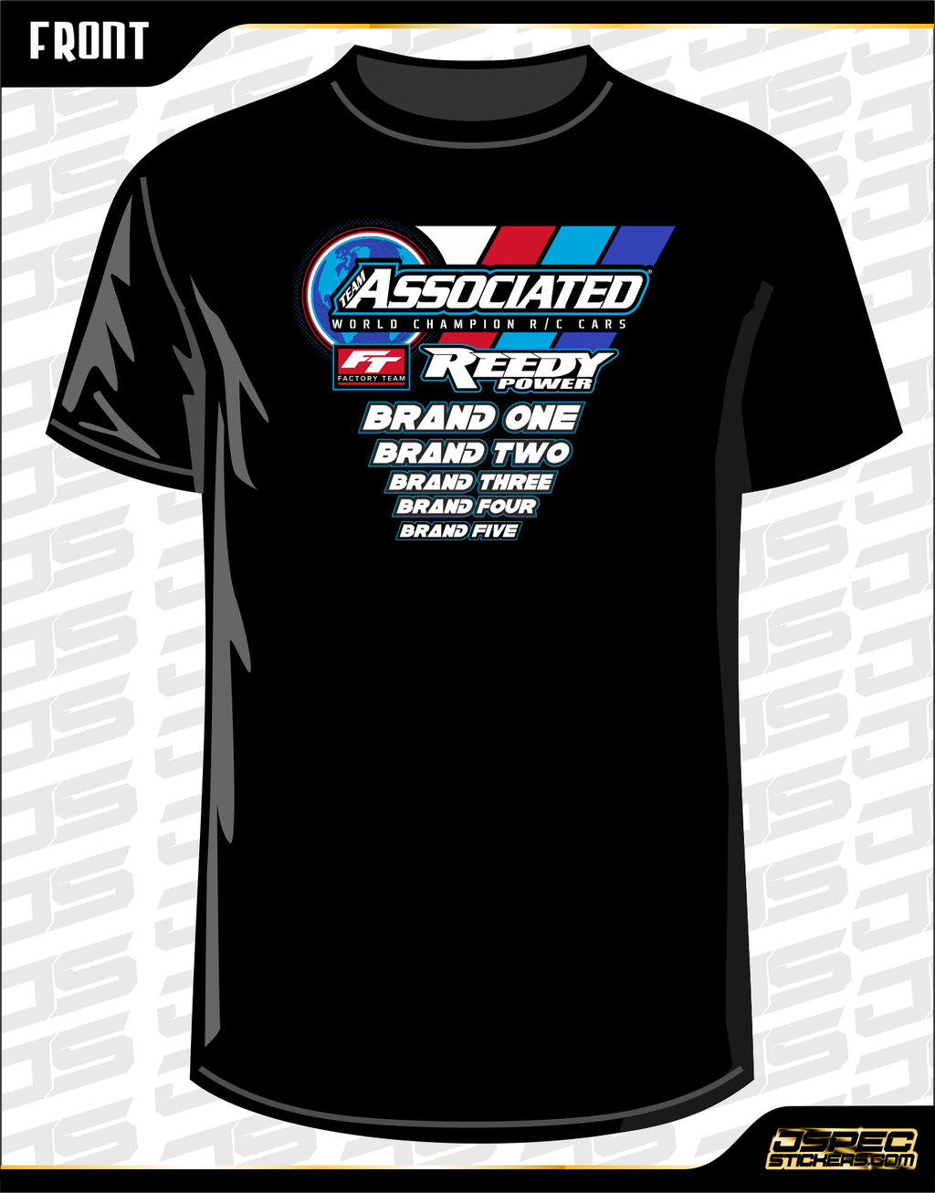 TEAM ASSOCIATED FT 2023 SHIRT with Sponsors - Jspec Stickers