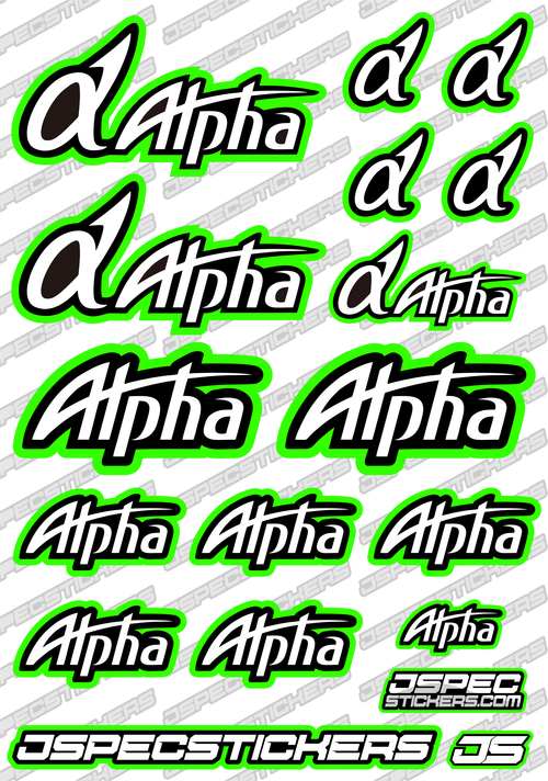 ALPHA ENGINE RC STICKER SHEET A5 'RK EDITION' - Jspec Stickers