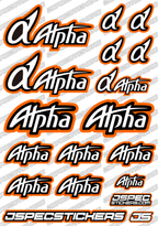 ALPHA ENGINE RC STICKER SHEET A5 'RK EDITION' - Jspec Stickers
