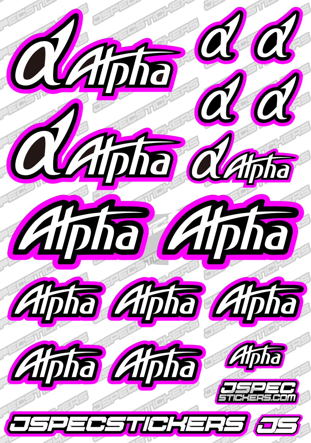 ALPHA ENGINE RC STICKER SHEET A5 'RK EDITION' - Jspec Stickers