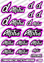 ALPHA ENGINE RC STICKER SHEET A5 'RK EDITION' - Jspec Stickers