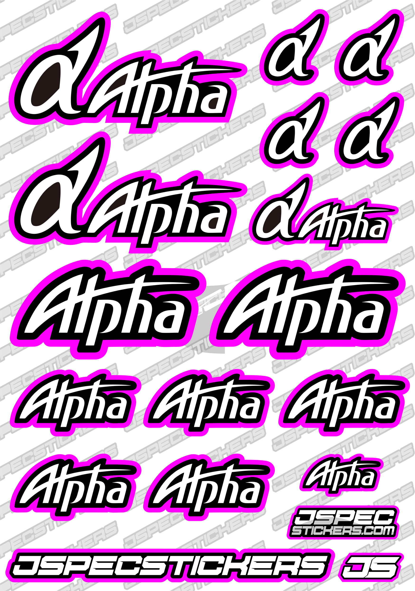 ALPHA ENGINE RC STICKER SHEET A5 'RK EDITION' - Jspec Stickers