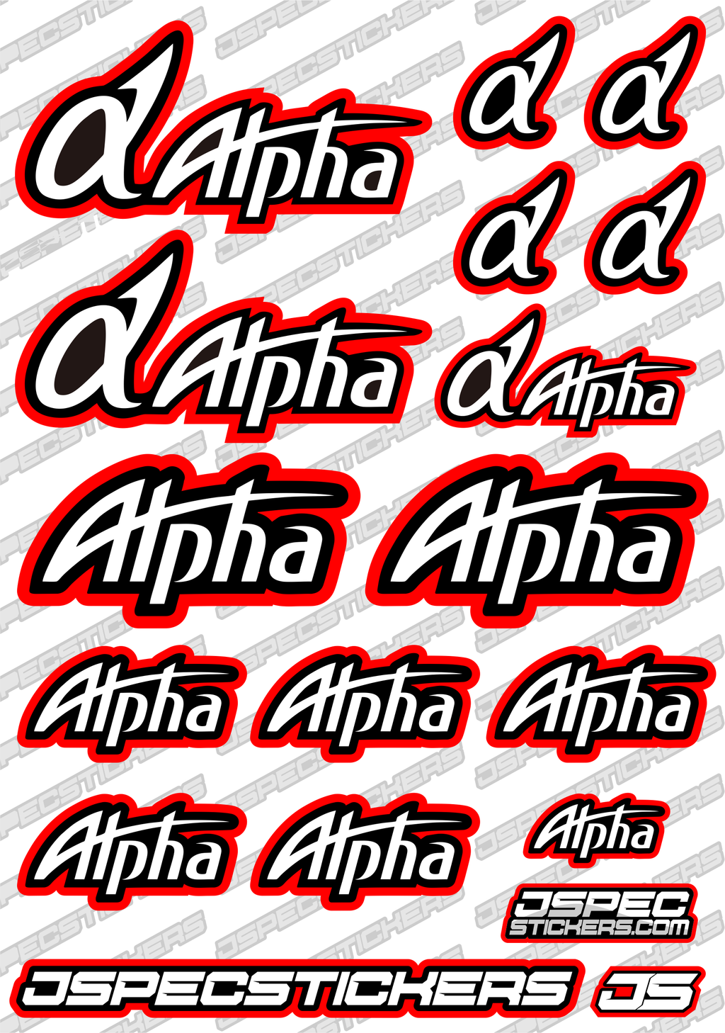 ALPHA ENGINE RC STICKER SHEET A5 'RK EDITION' - Jspec Stickers