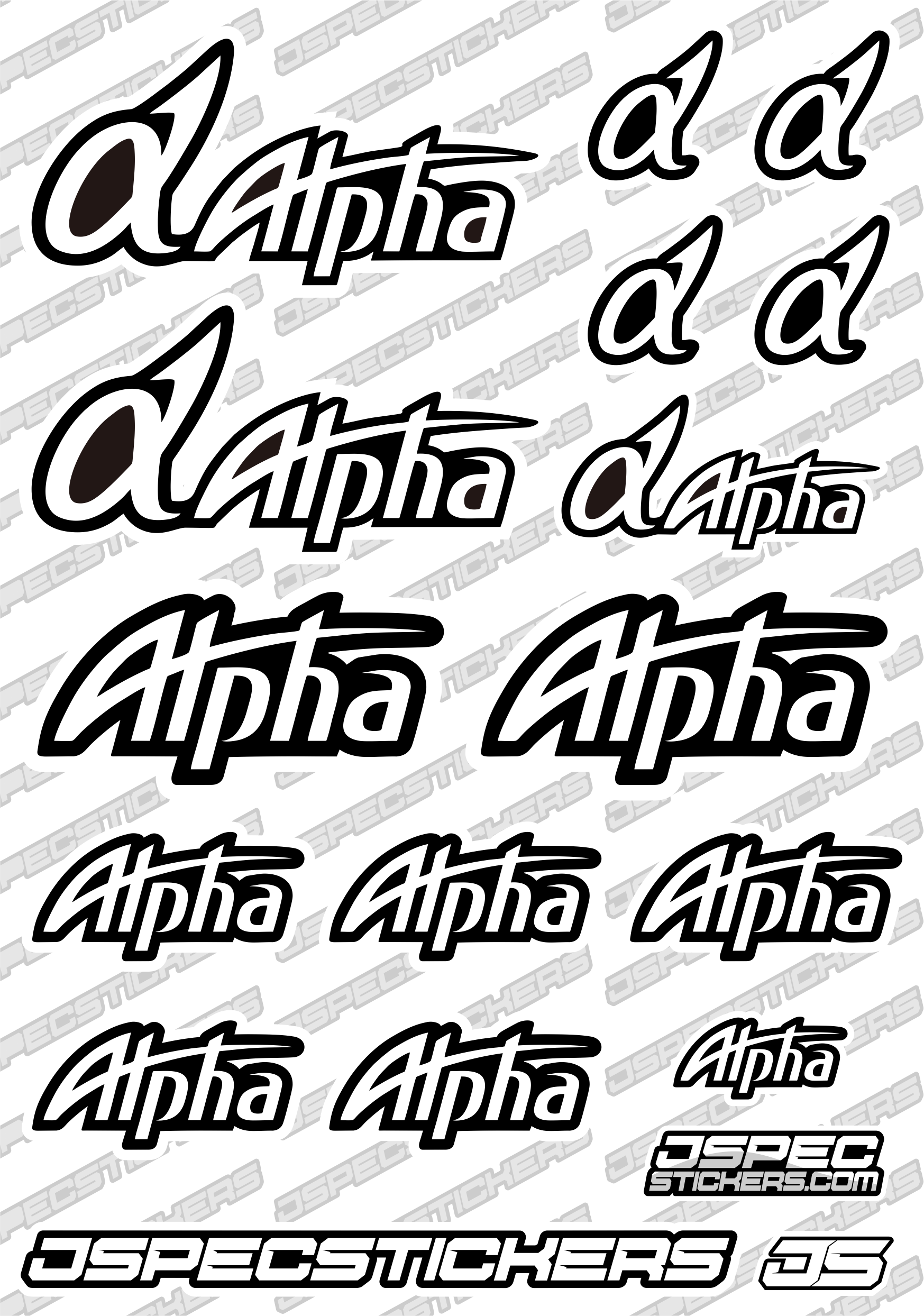 ALPHA ENGINE RC STICKER SHEET A5 'RK EDITION' - Jspec Stickers
