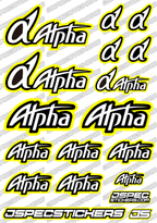 ALPHA ENGINE RC STICKER SHEET A5 'RK EDITION' - Jspec Stickers
