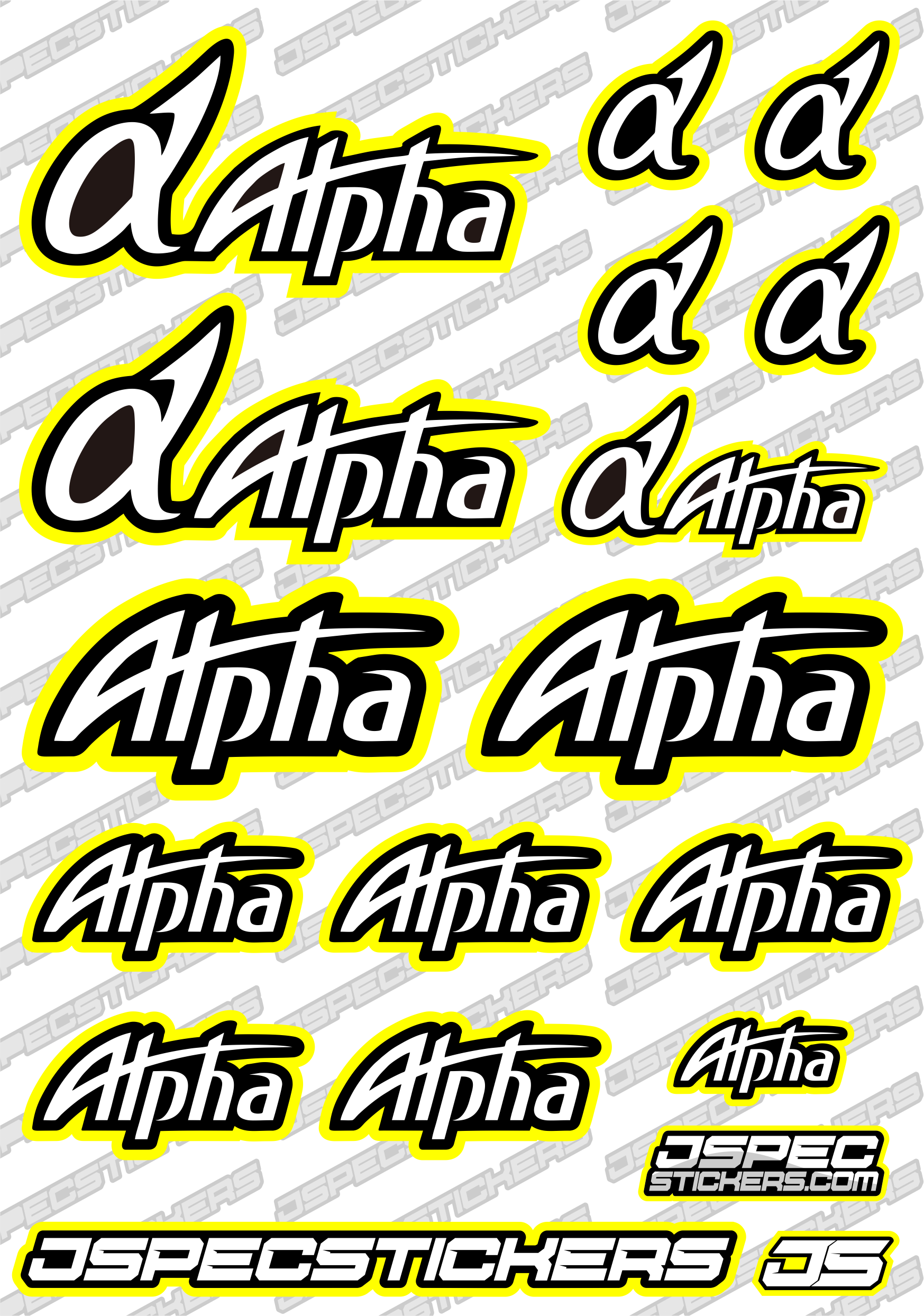 ALPHA ENGINE RC STICKER SHEET A5 'RK EDITION' - Jspec Stickers