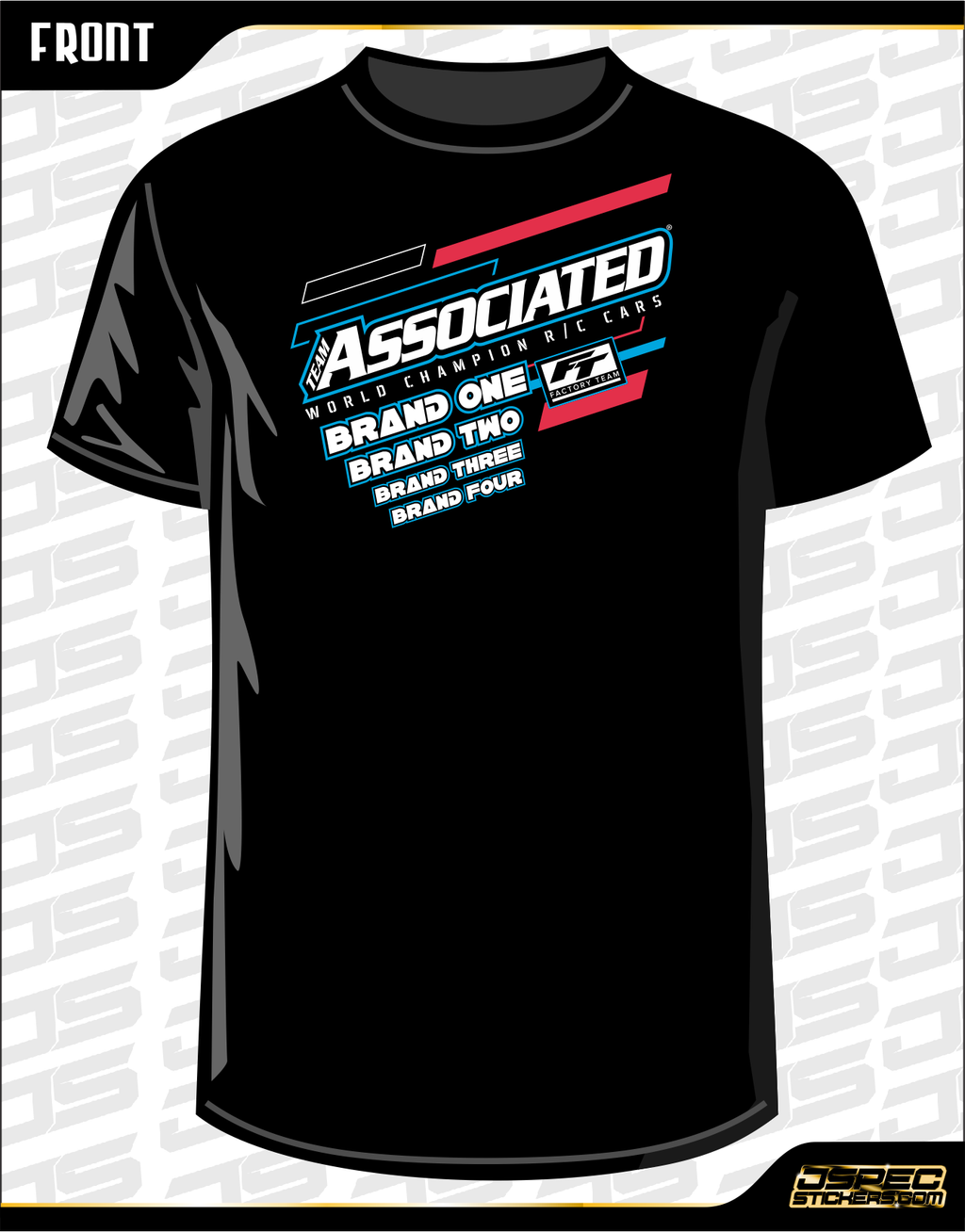 TEAM ASSOCIATED FT 2022 SHIRT with Sponsors - Jspec Stickers