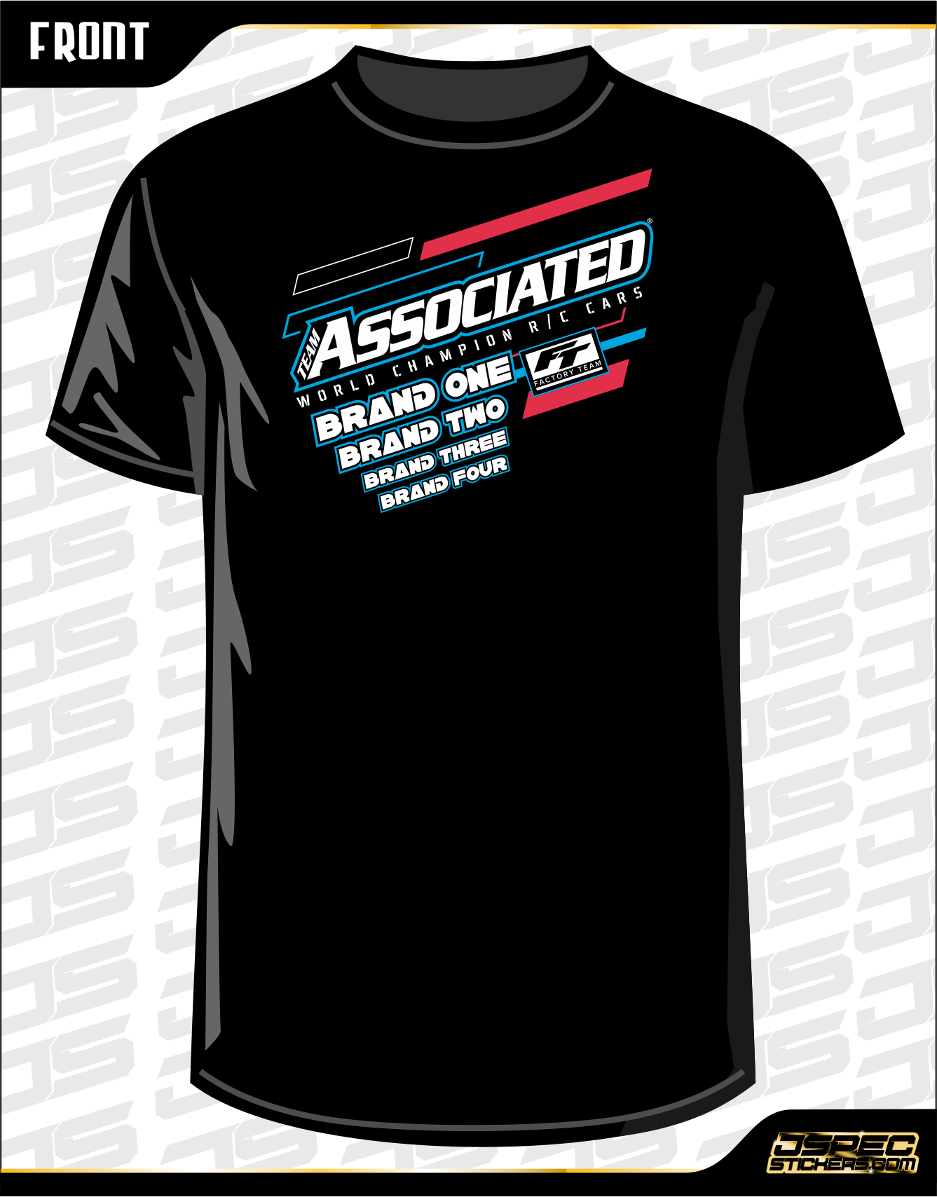 TEAM ASSOCIATED FT 2022 SHIRT with Sponsors - Jspec Stickers