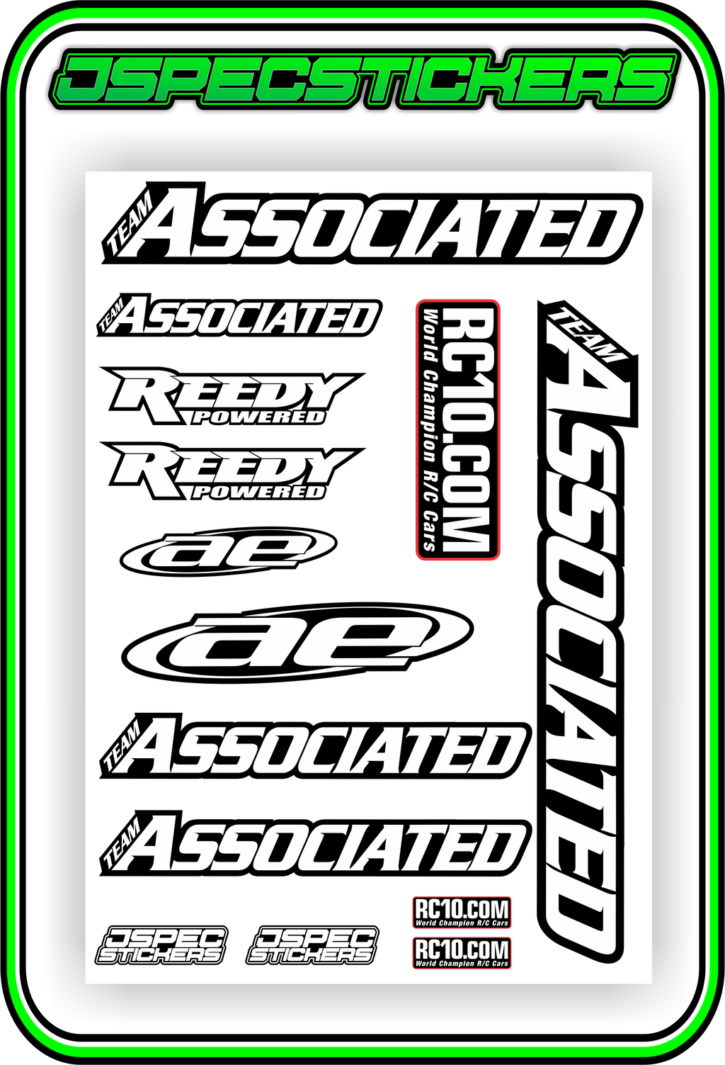 TEAM ASSOCIATED STICKER SHEET A5 - Jspec Stickers