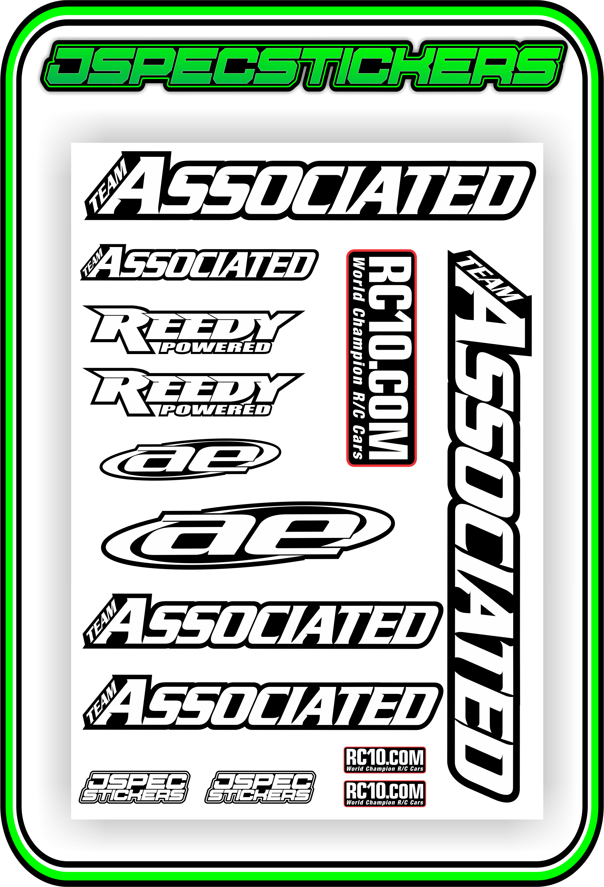 TEAM ASSOCIATED STICKER SHEET A5 - Jspec Stickers