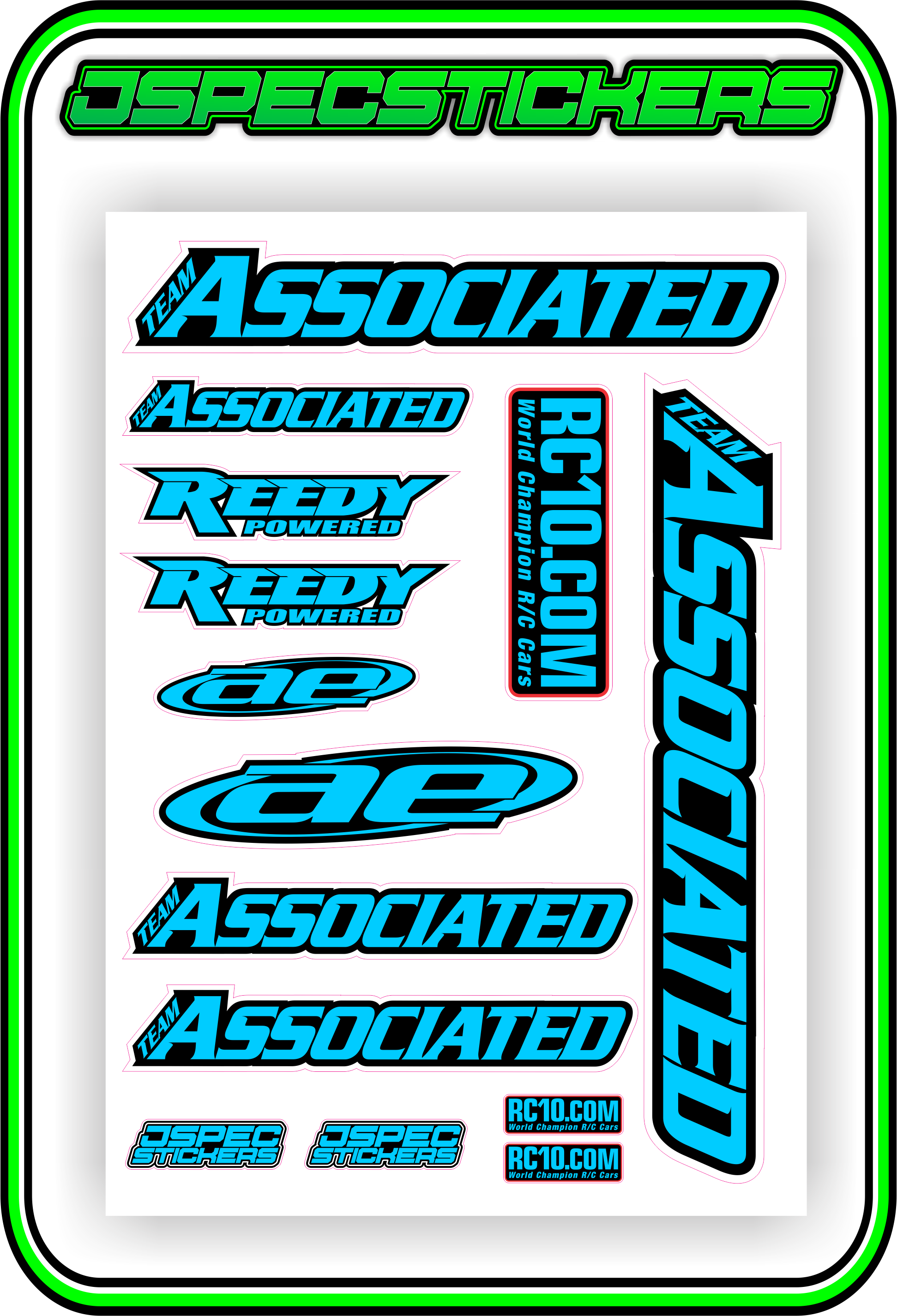TEAM ASSOCIATED STICKER SHEET A5 - Jspec Stickers