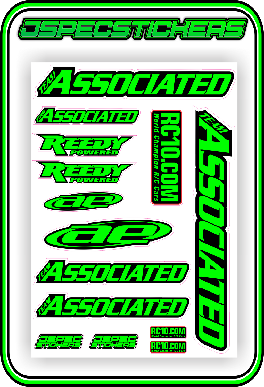 TEAM ASSOCIATED STICKER SHEET A5 - Jspec Stickers
