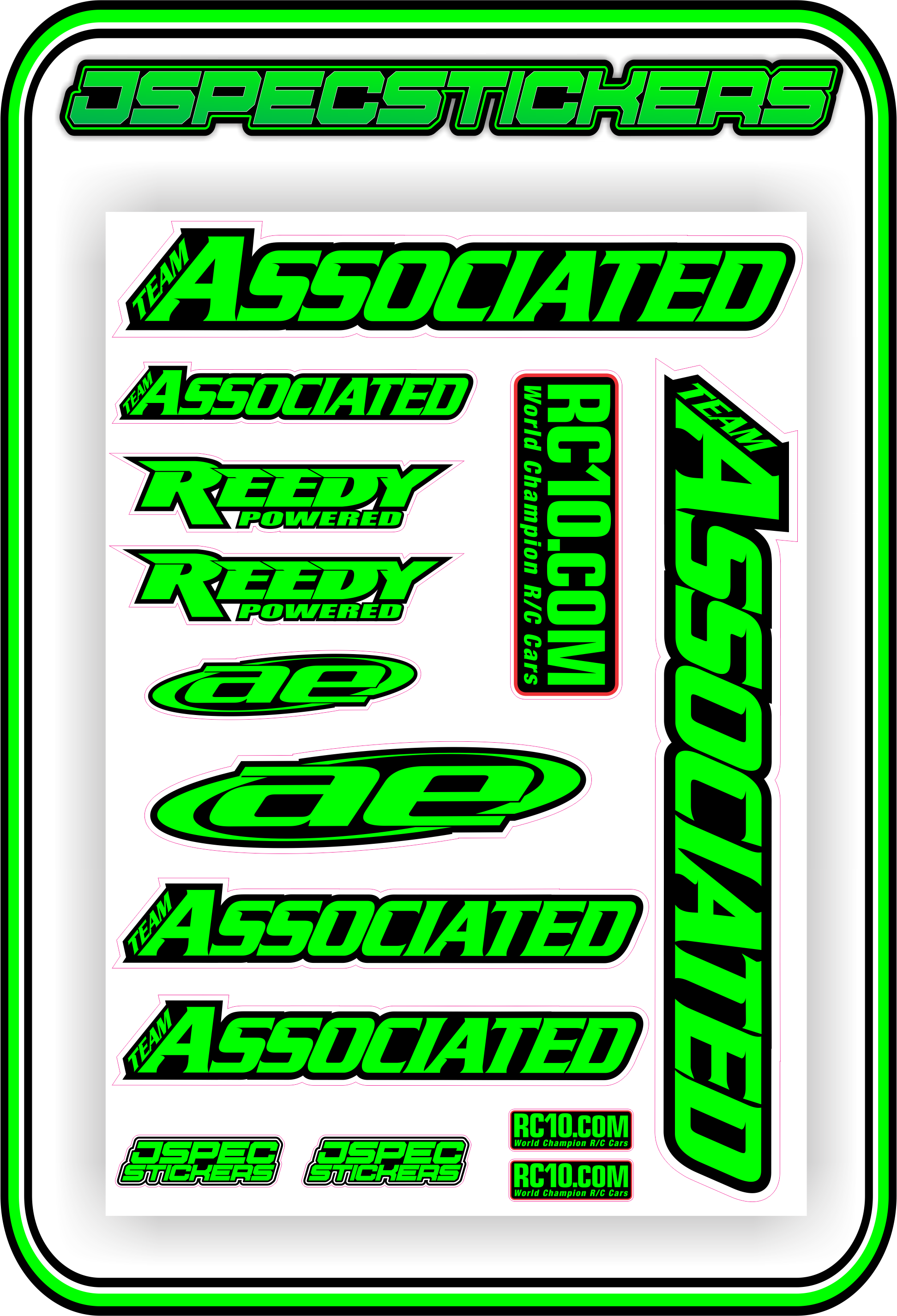 TEAM ASSOCIATED STICKER SHEET A5 - Jspec Stickers