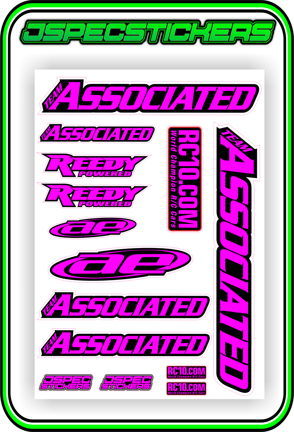 TEAM ASSOCIATED STICKER SHEET A5 - Jspec Stickers