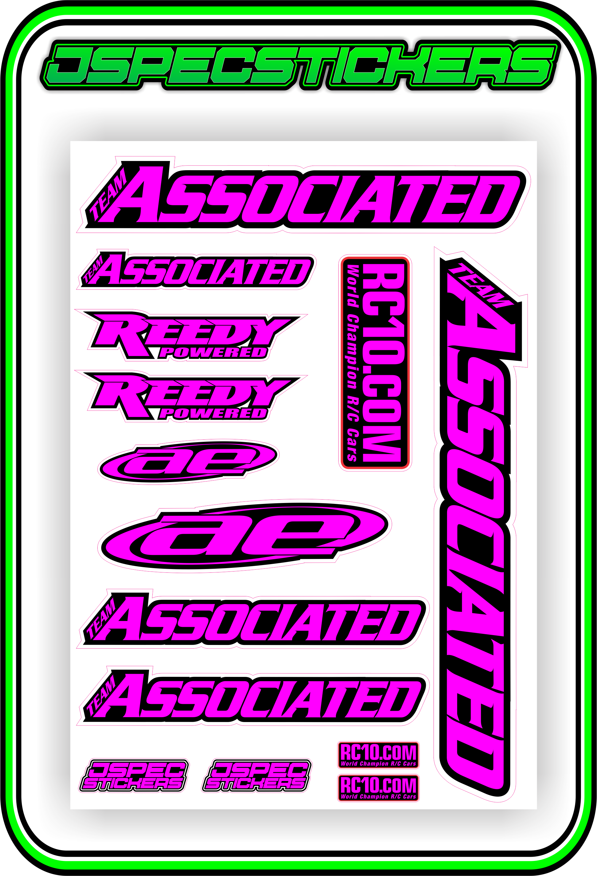 TEAM ASSOCIATED STICKER SHEET A5 - Jspec Stickers