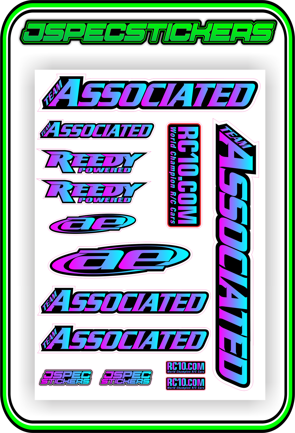 TEAM ASSOCIATED STICKER SHEET A5 - Jspec Stickers