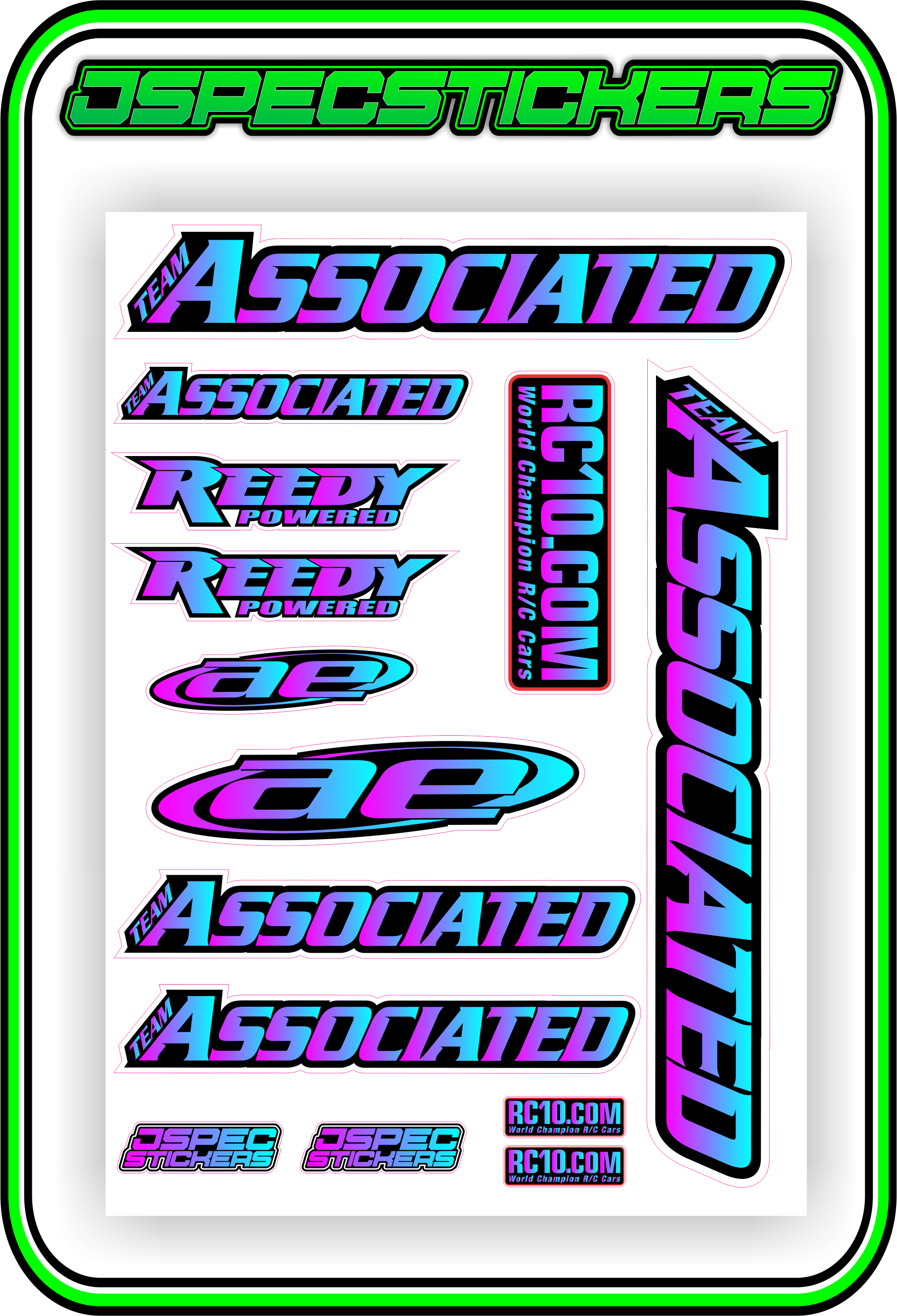 TEAM ASSOCIATED STICKER SHEET A5 - Jspec Stickers