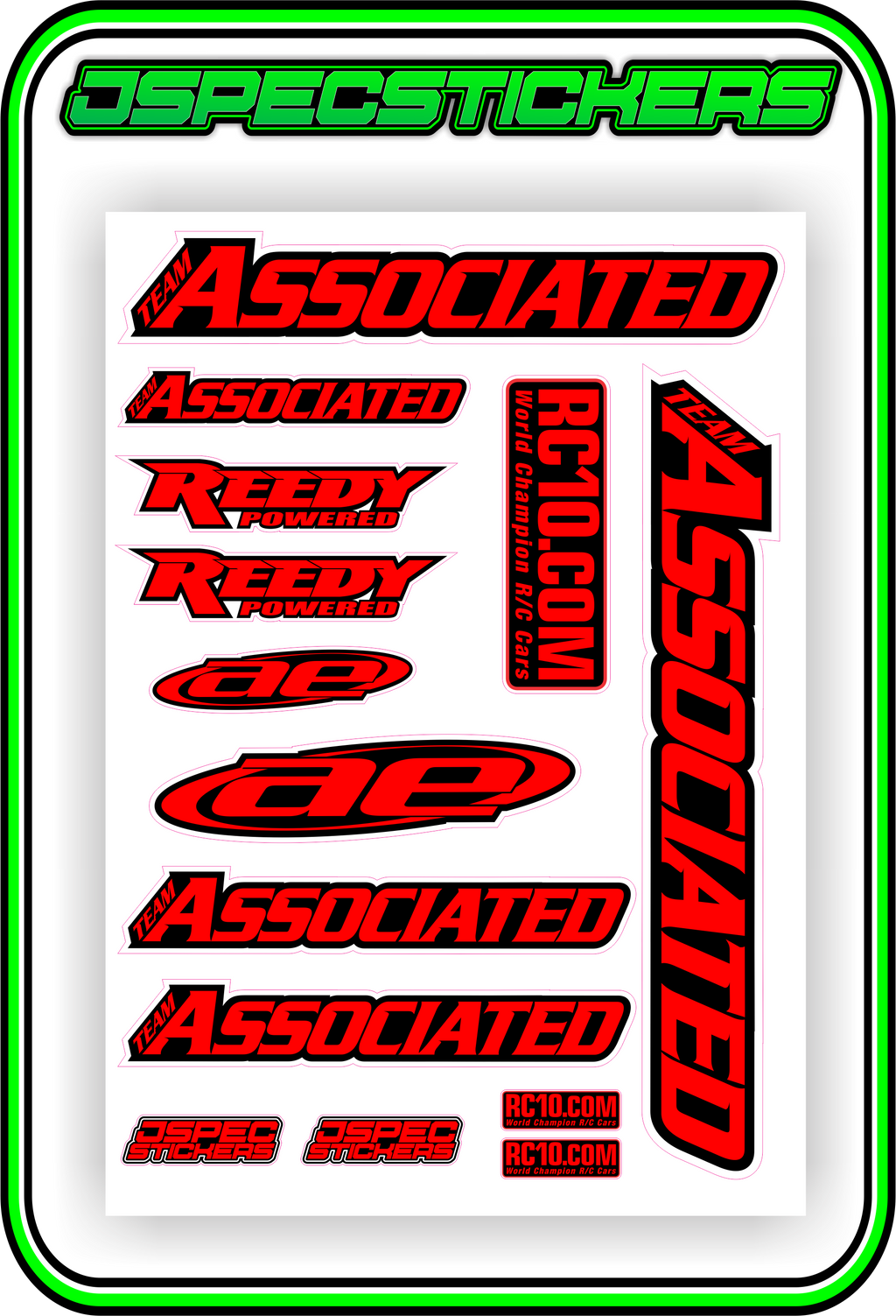 TEAM ASSOCIATED STICKER SHEET A5 - Jspec Stickers