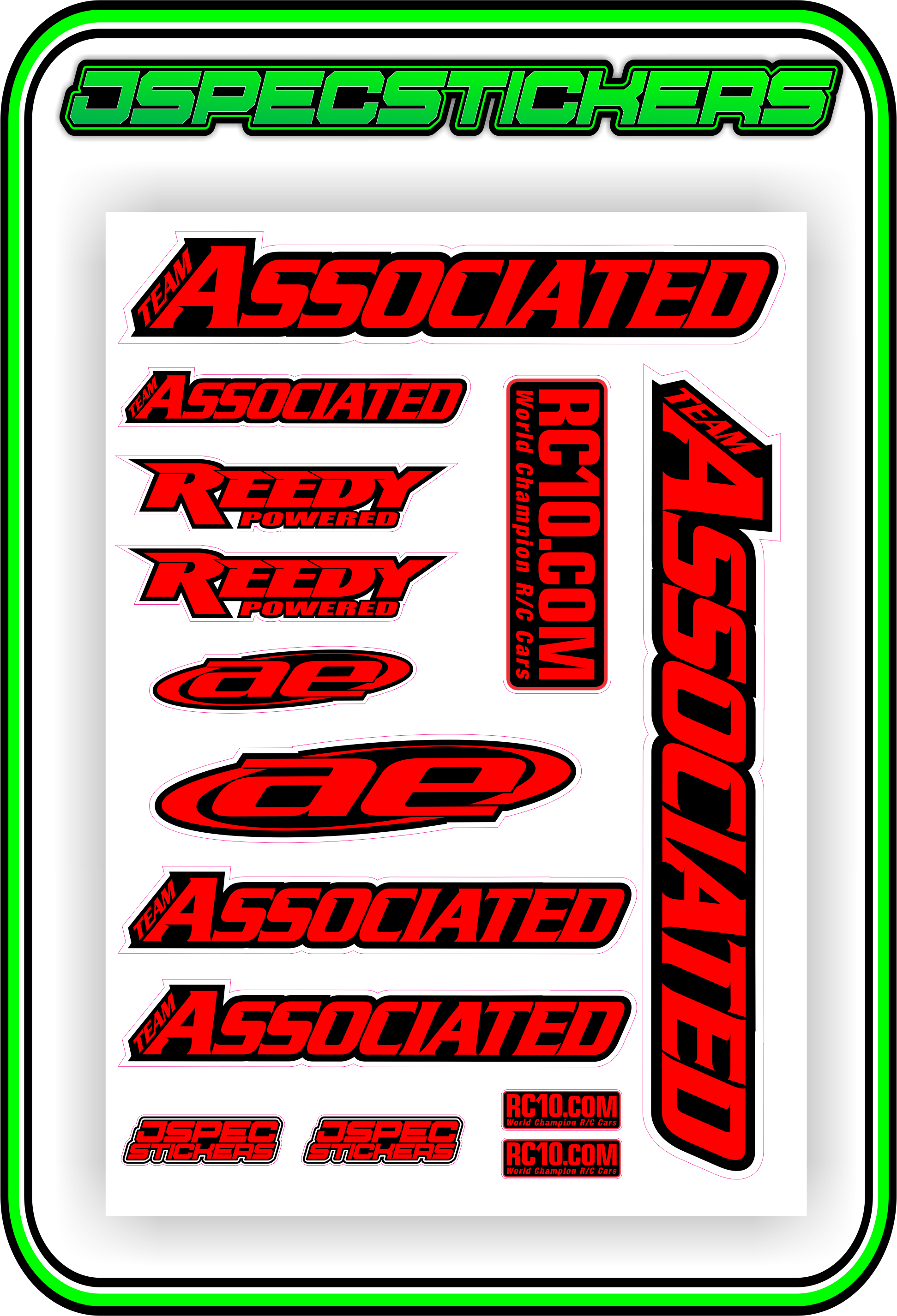 TEAM ASSOCIATED STICKER SHEET A5 - Jspec Stickers