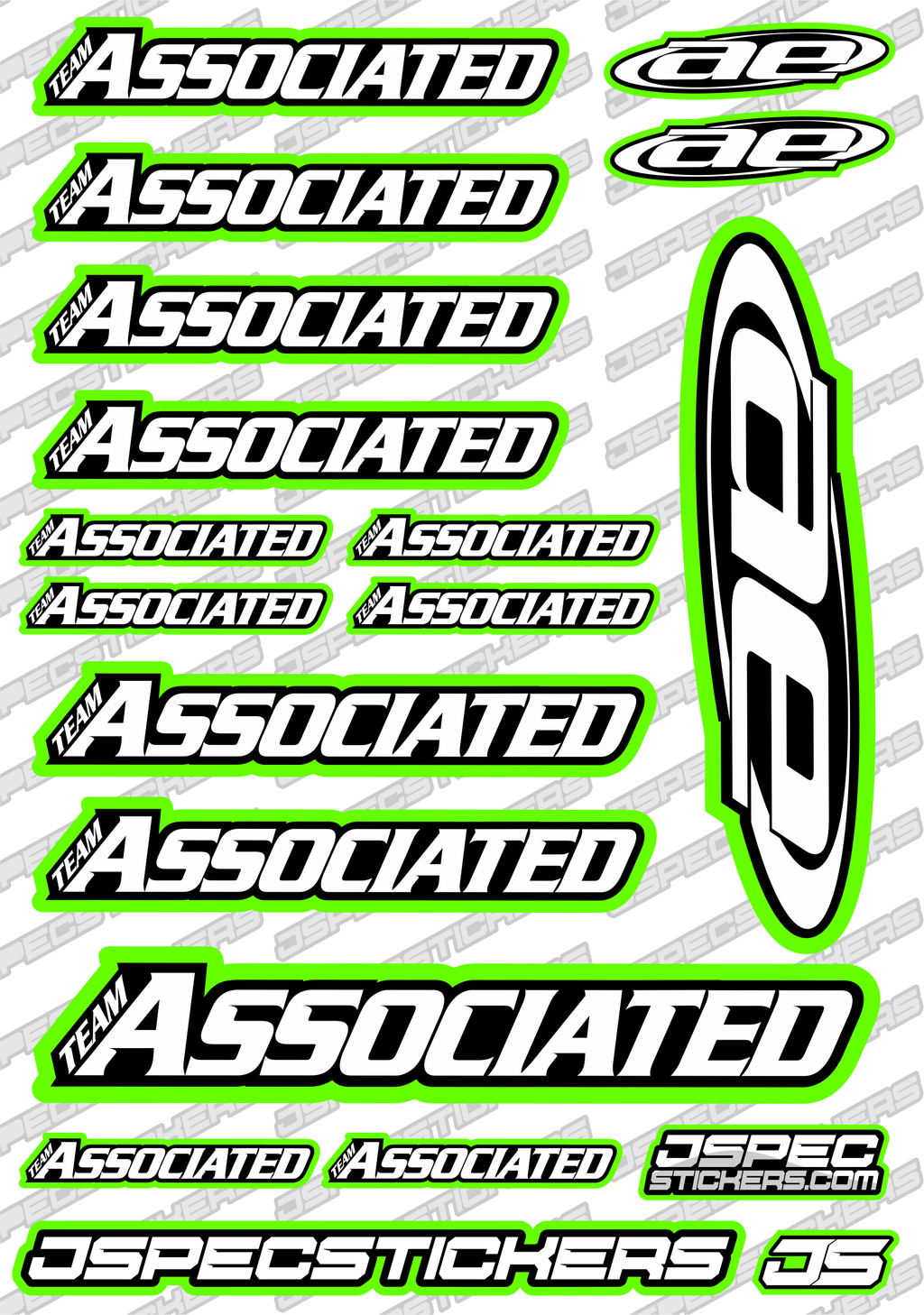 TEAM ASSOCIATED RC STICKER SHEET A5 'RK EDITION' - Jspec Stickers