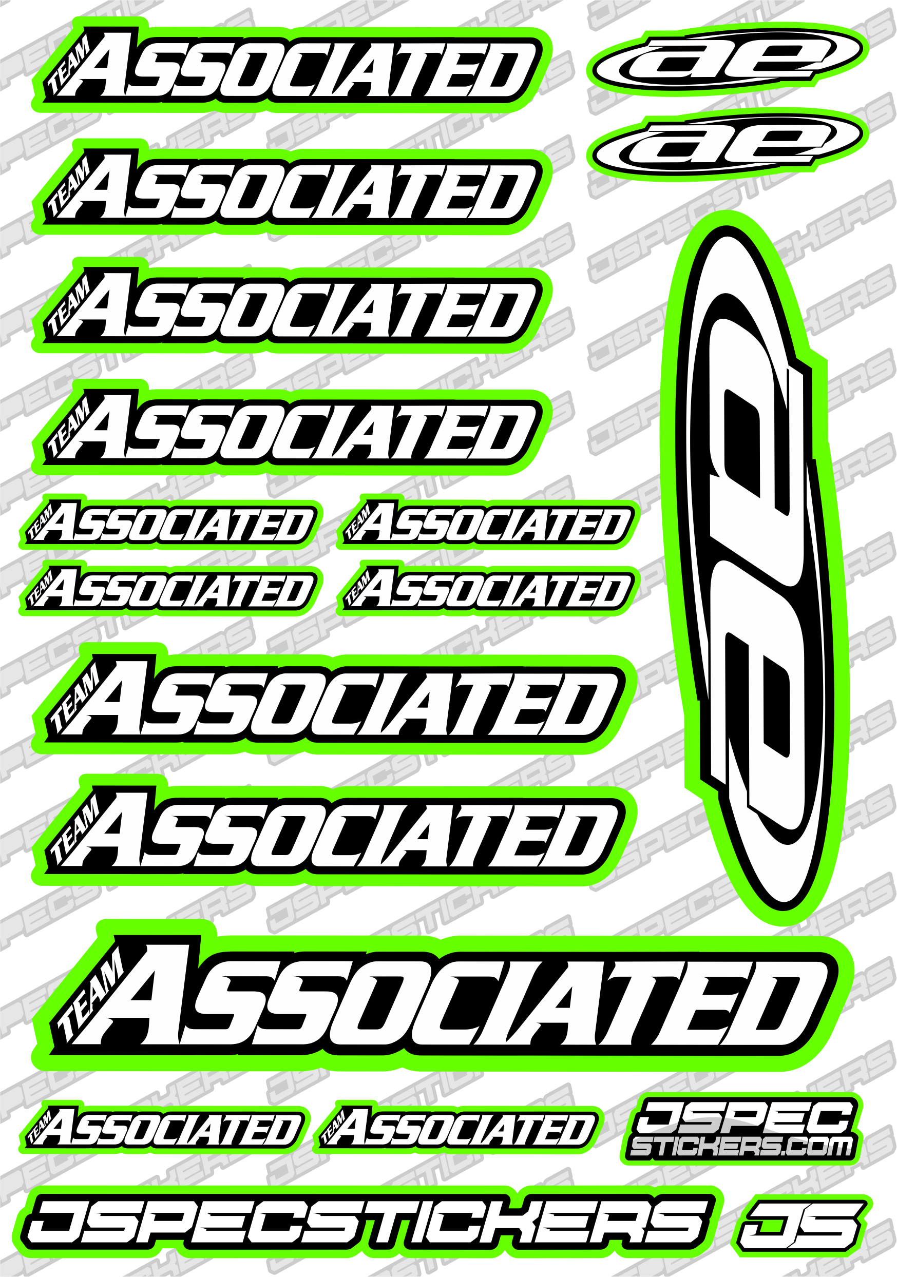 TEAM ASSOCIATED RC STICKER SHEET A5 'RK EDITION' - Jspec Stickers