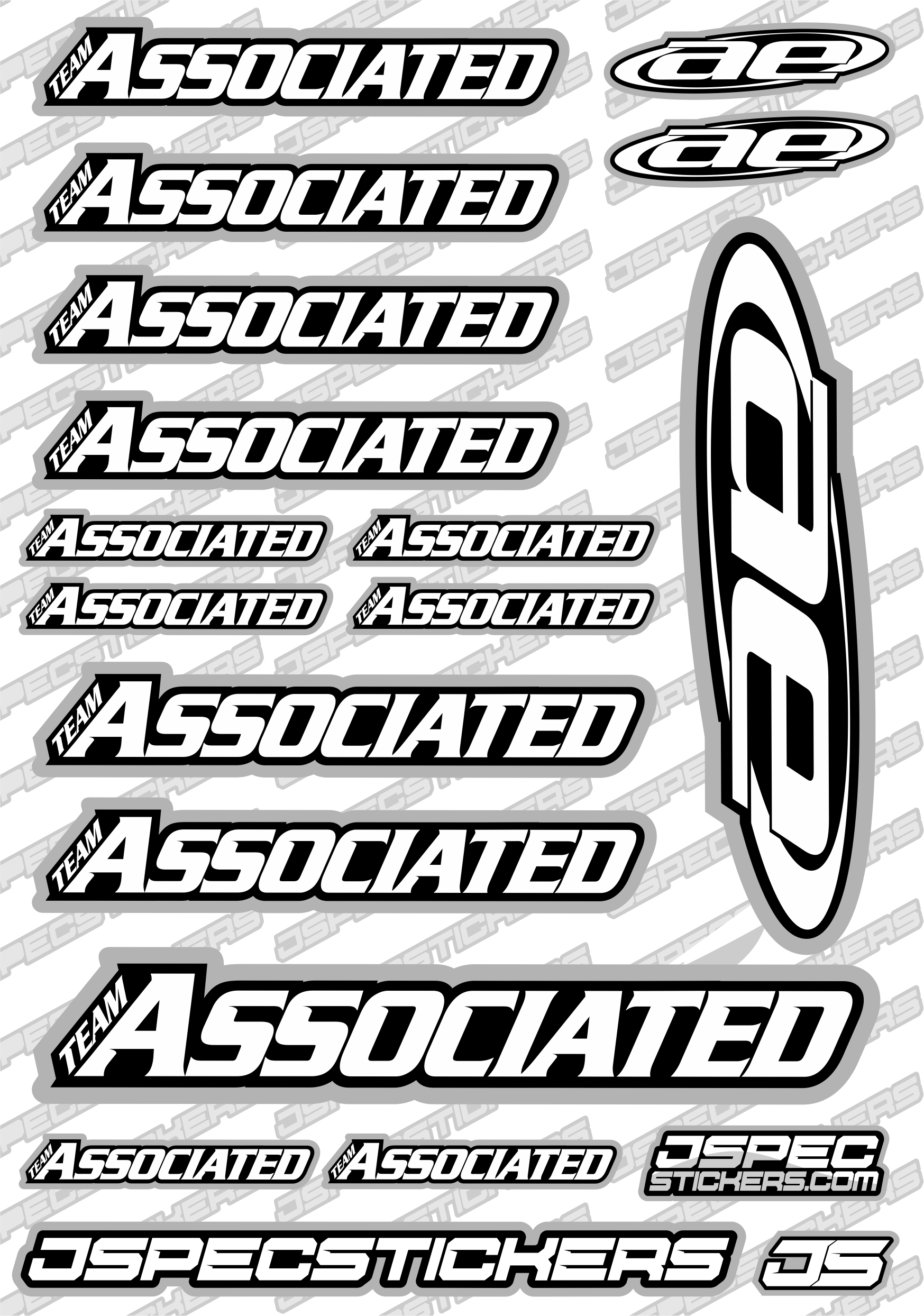 TEAM ASSOCIATED RC STICKER SHEET A5 'RK EDITION' - Jspec Stickers
