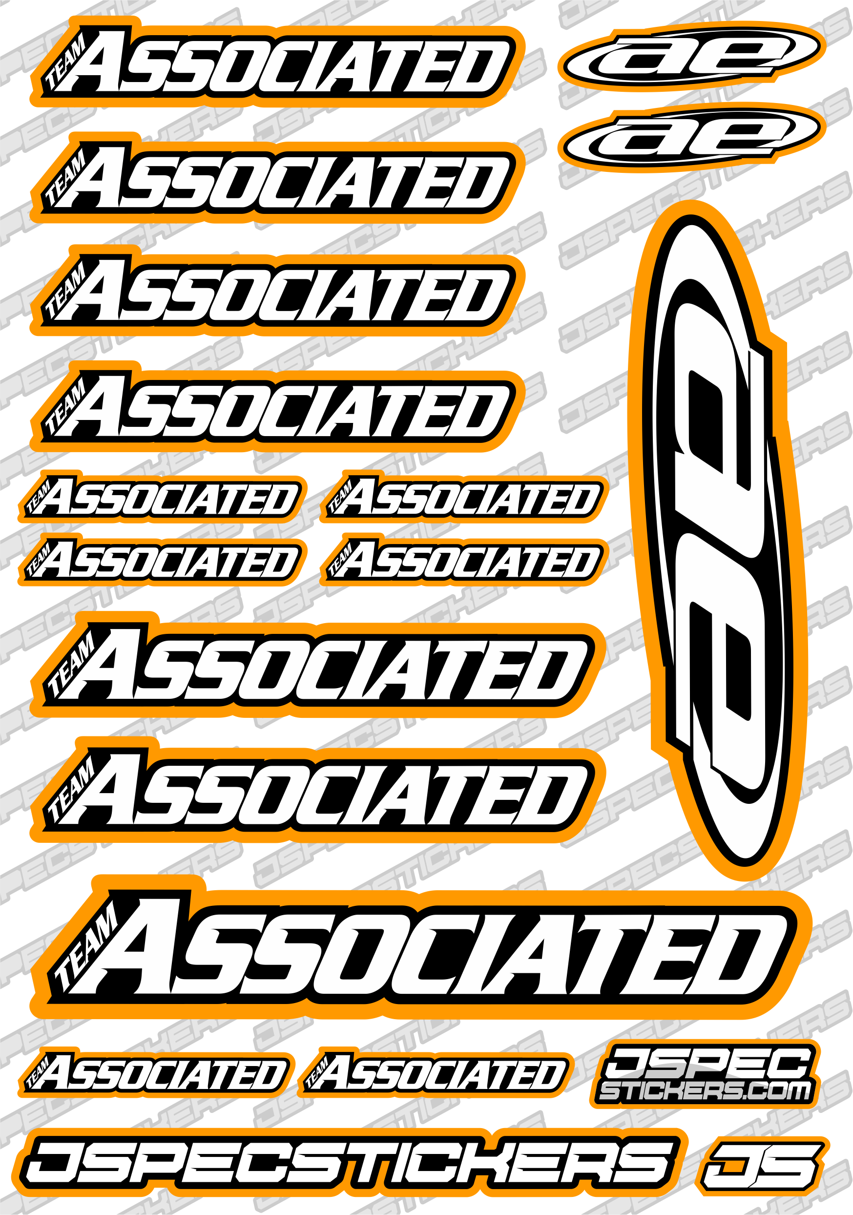 TEAM ASSOCIATED RC STICKER SHEET A5 'RK EDITION' - Jspec Stickers