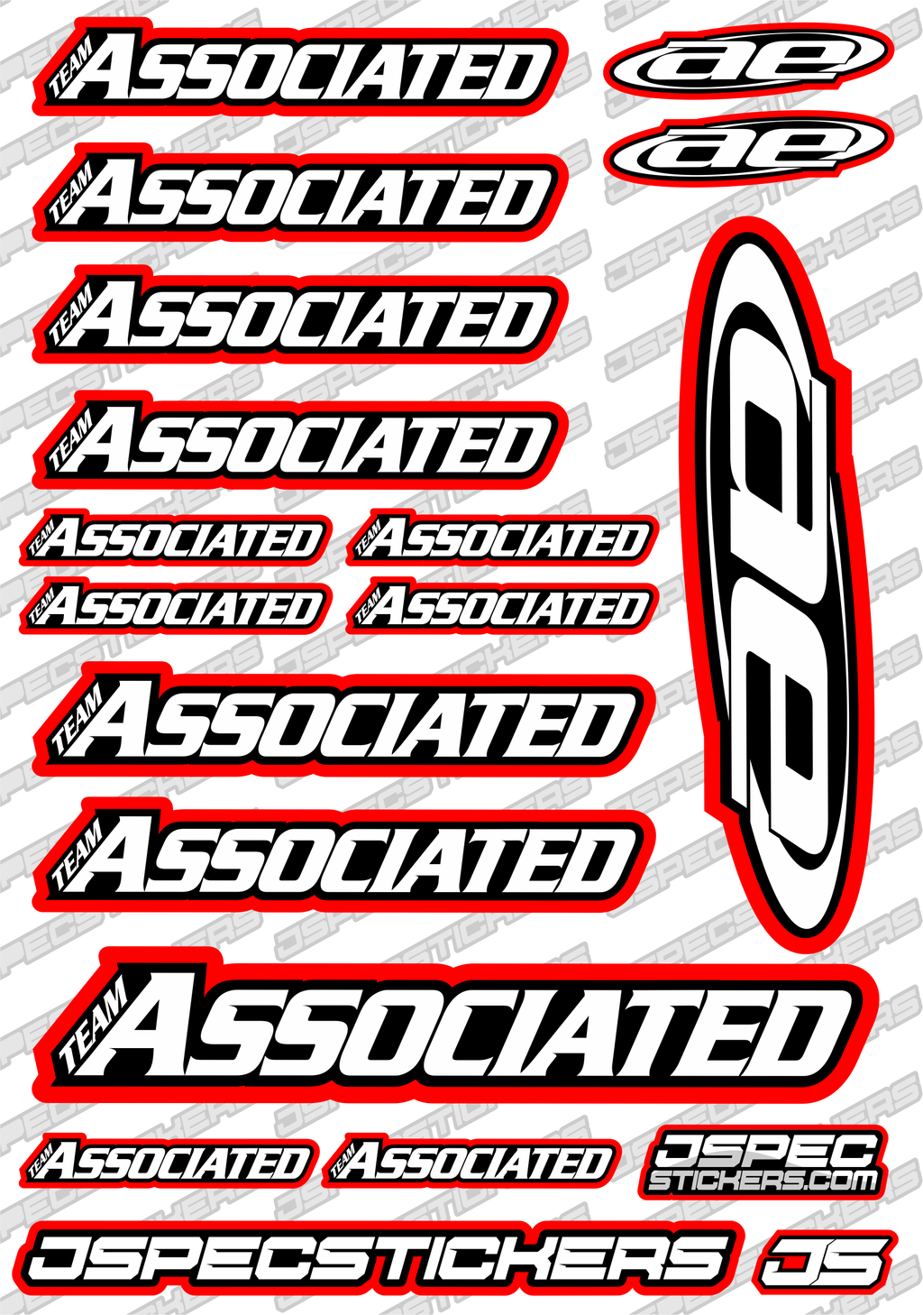 TEAM ASSOCIATED RC STICKER SHEET A5 'RK EDITION' - Jspec Stickers