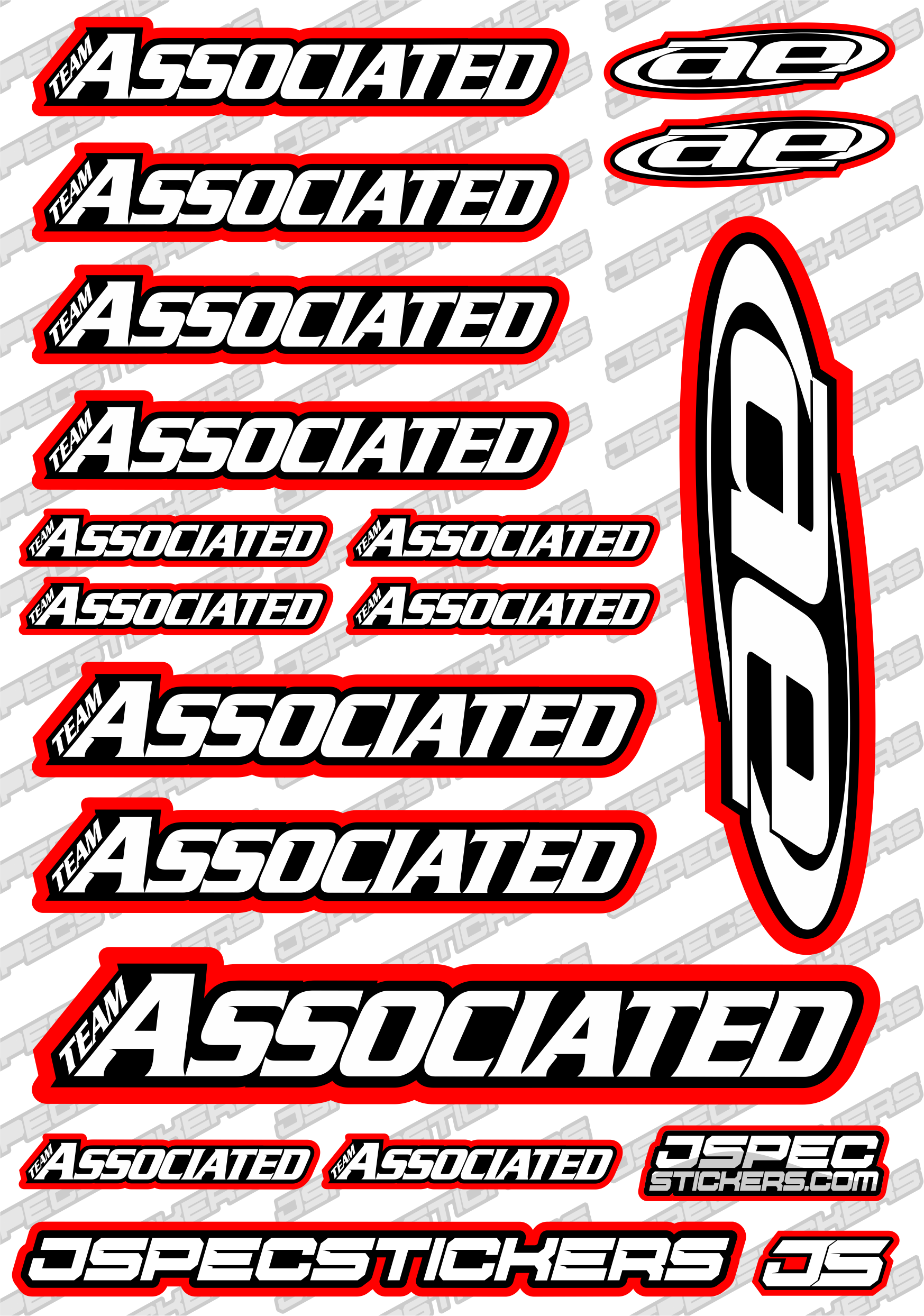TEAM ASSOCIATED RC STICKER SHEET A5 'RK EDITION' - Jspec Stickers