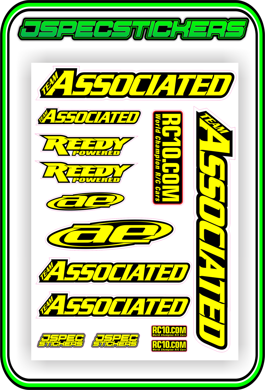TEAM ASSOCIATED STICKER SHEET A5 - Jspec Stickers