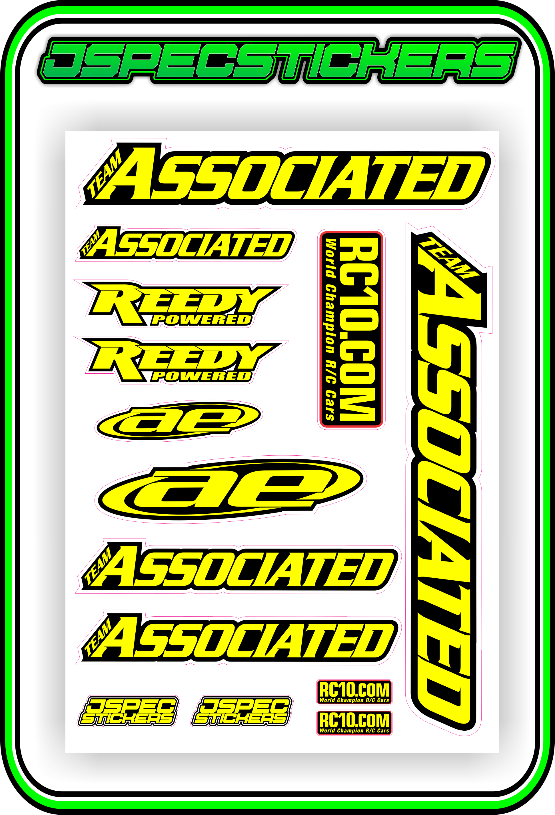 TEAM ASSOCIATED STICKER SHEET A5 - Jspec Stickers