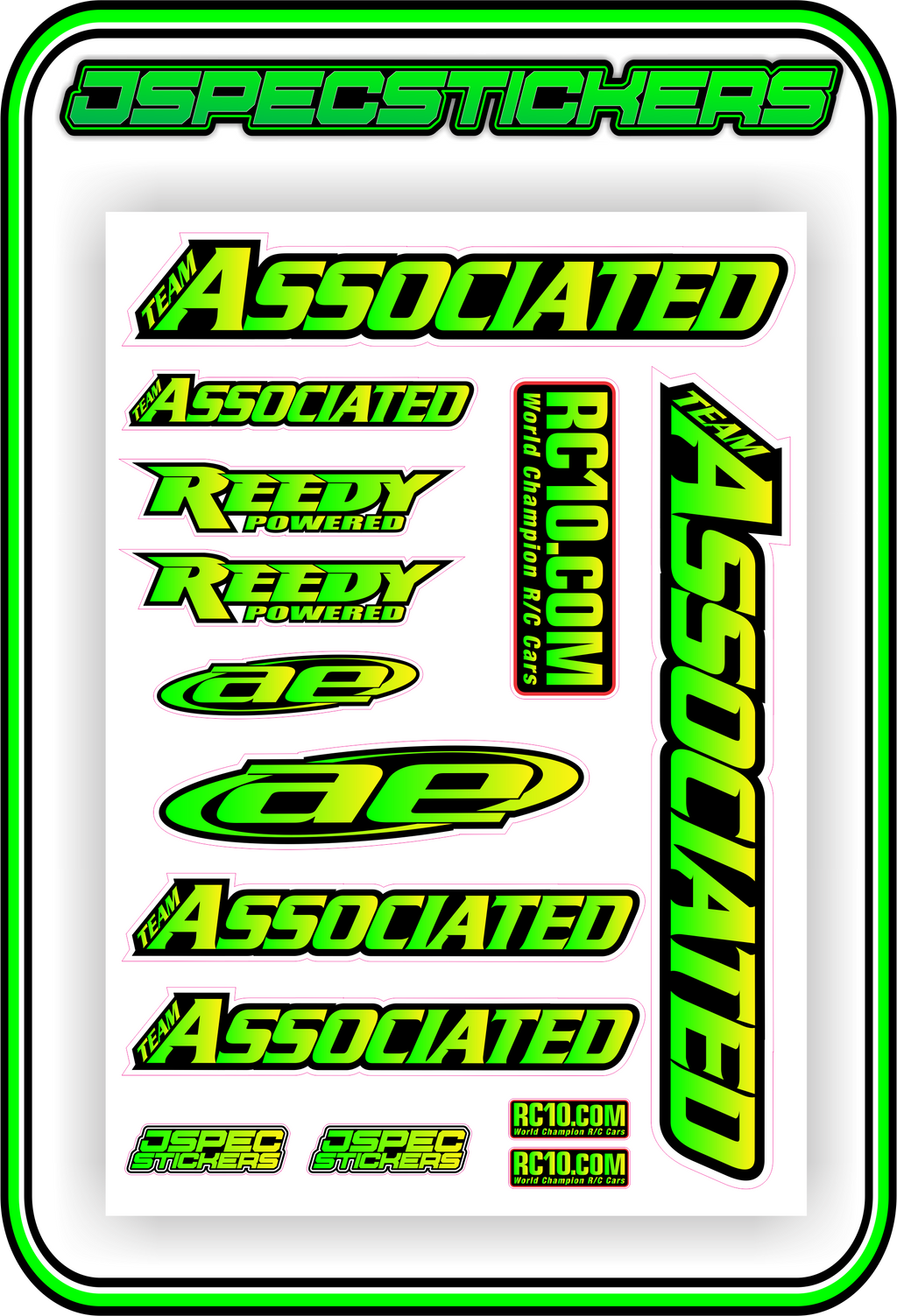 TEAM ASSOCIATED STICKER SHEET A5 - Jspec Stickers