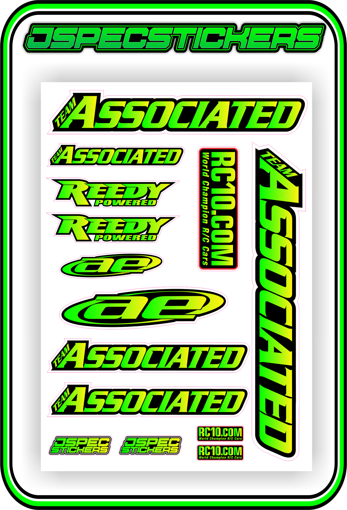 TEAM ASSOCIATED STICKER SHEET A5 – Jspec Stickers