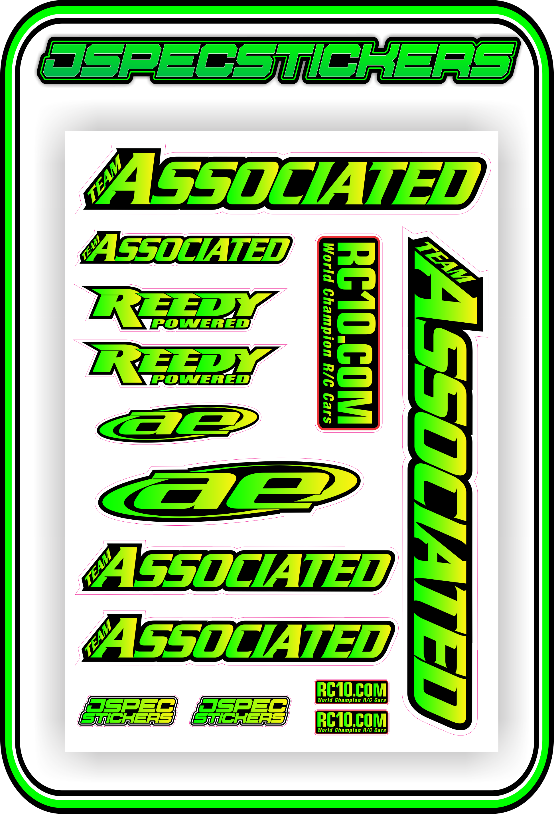 TEAM ASSOCIATED STICKER SHEET A5 - Jspec Stickers