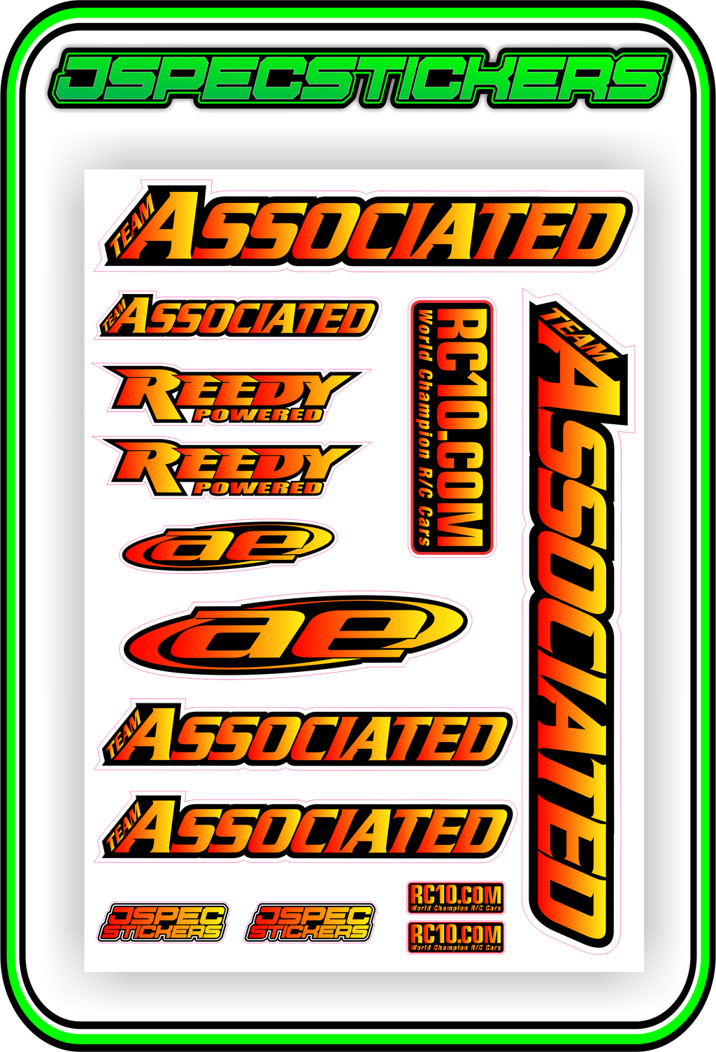 TEAM ASSOCIATED STICKER SHEET A5 - Jspec Stickers