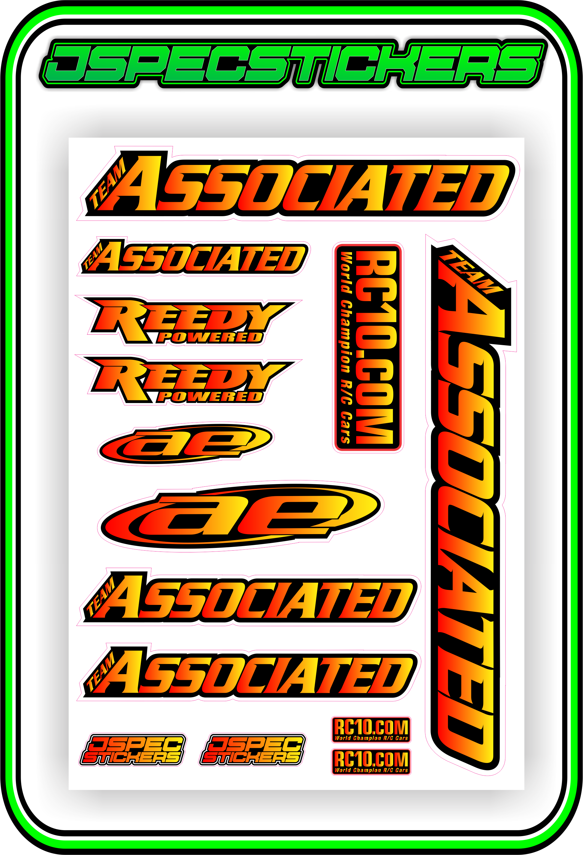 TEAM ASSOCIATED STICKER SHEET A5 - Jspec Stickers