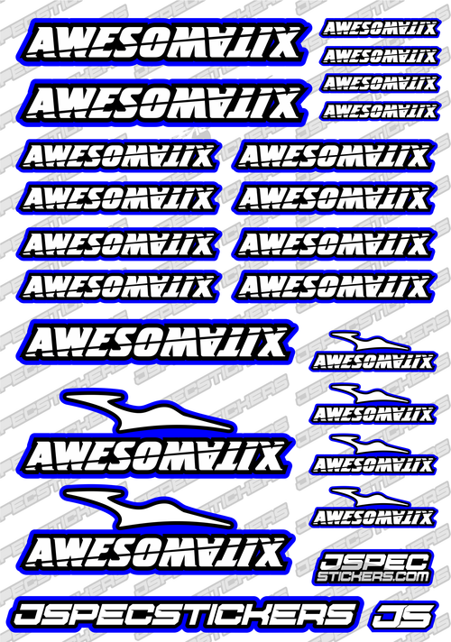 AWESOMATIX RC STICKER SHEET A5 'RK EDITION' - Jspec Stickers