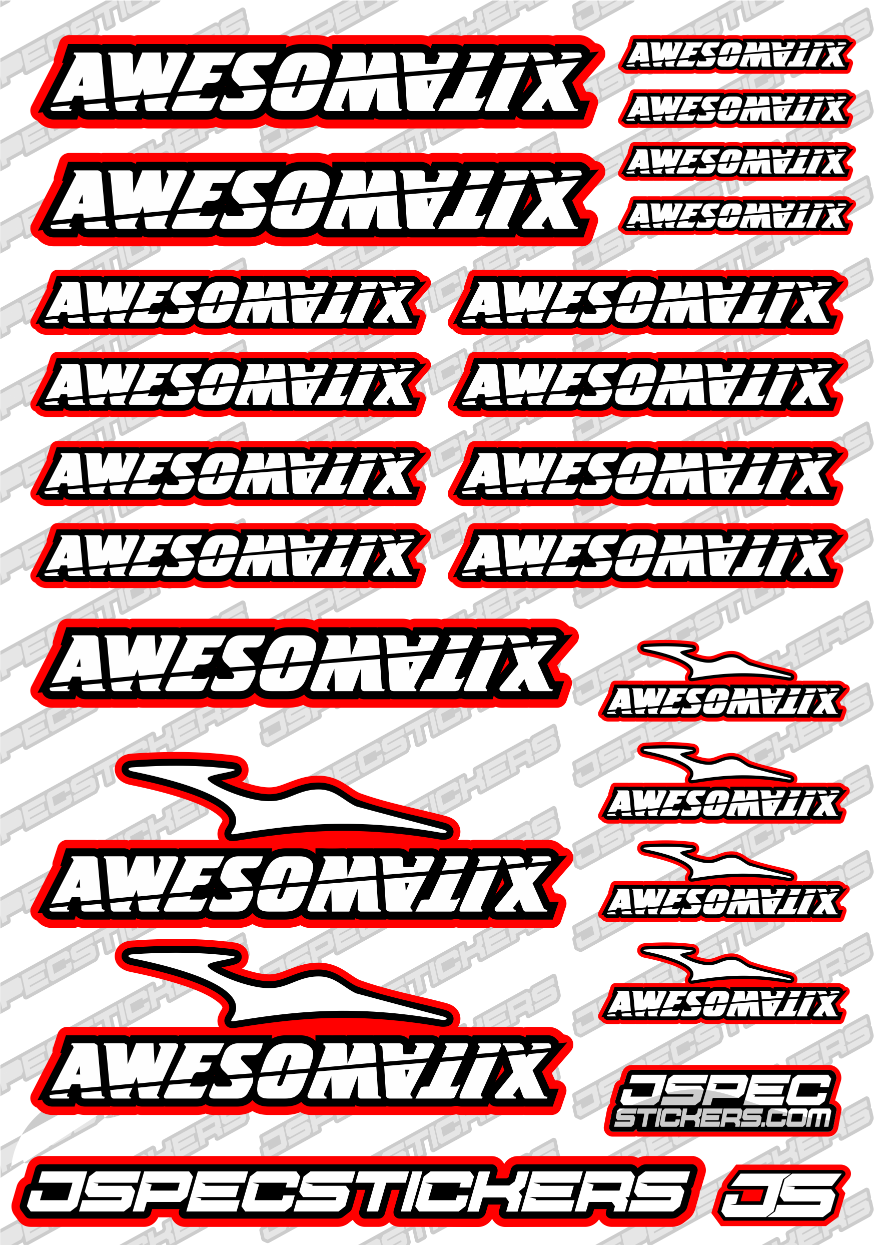 AWESOMATIX RC STICKER SHEET A5 'RK EDITION' - Jspec Stickers