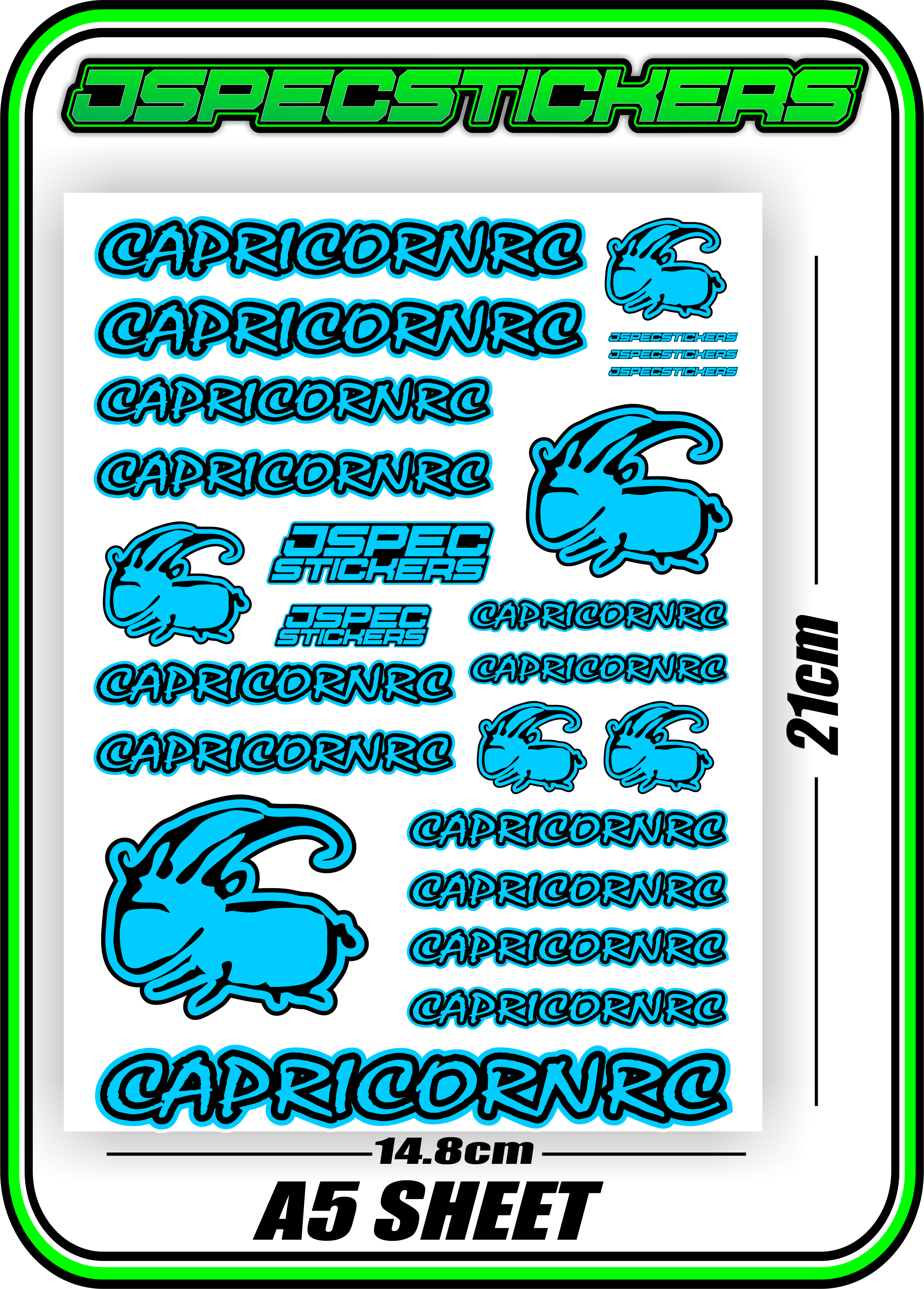 CAPRICORN RC STICKER SHEET A5 - Jspec Stickers