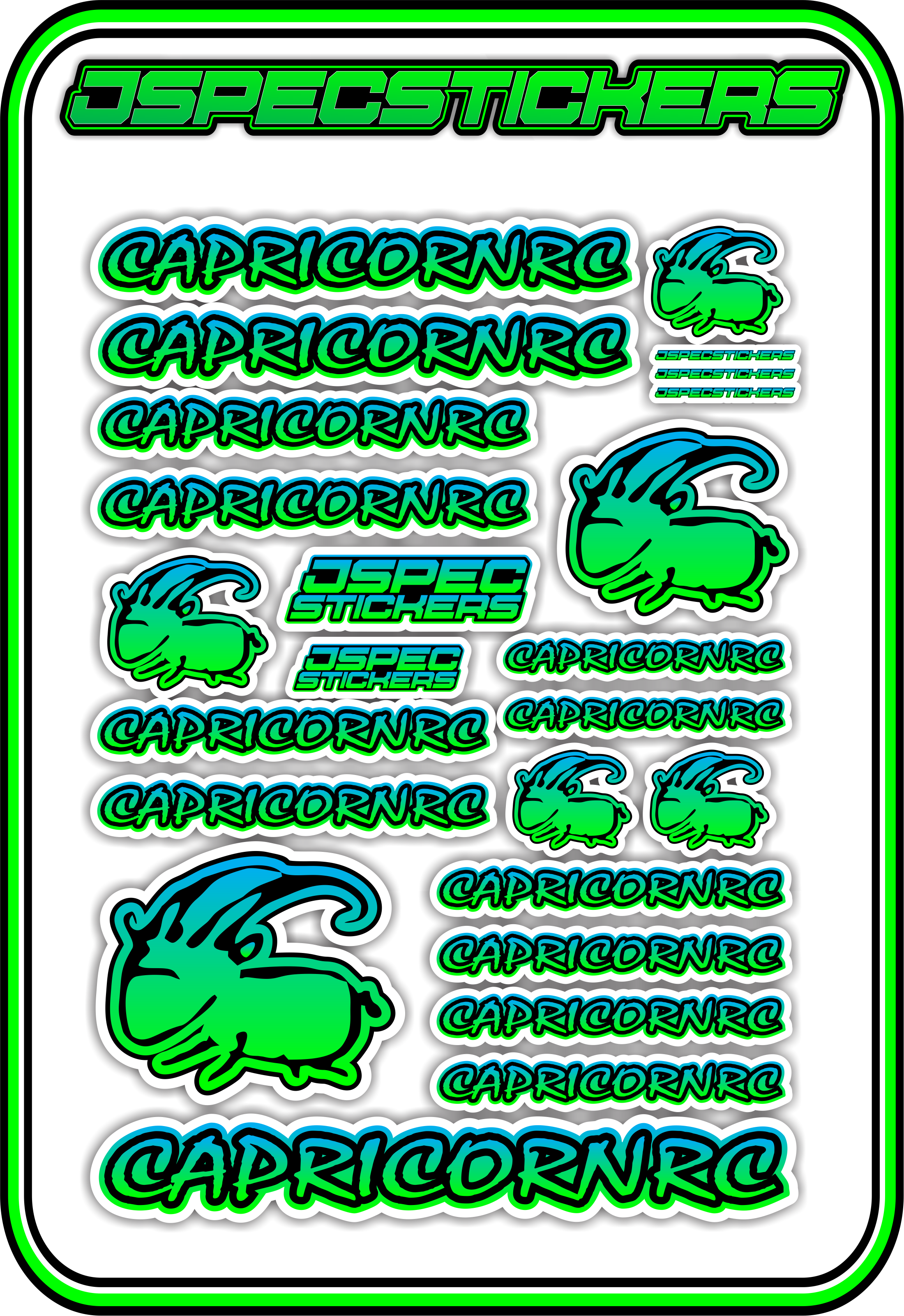 CAPRICORN RC STICKER SHEET A5 - Jspec Stickers