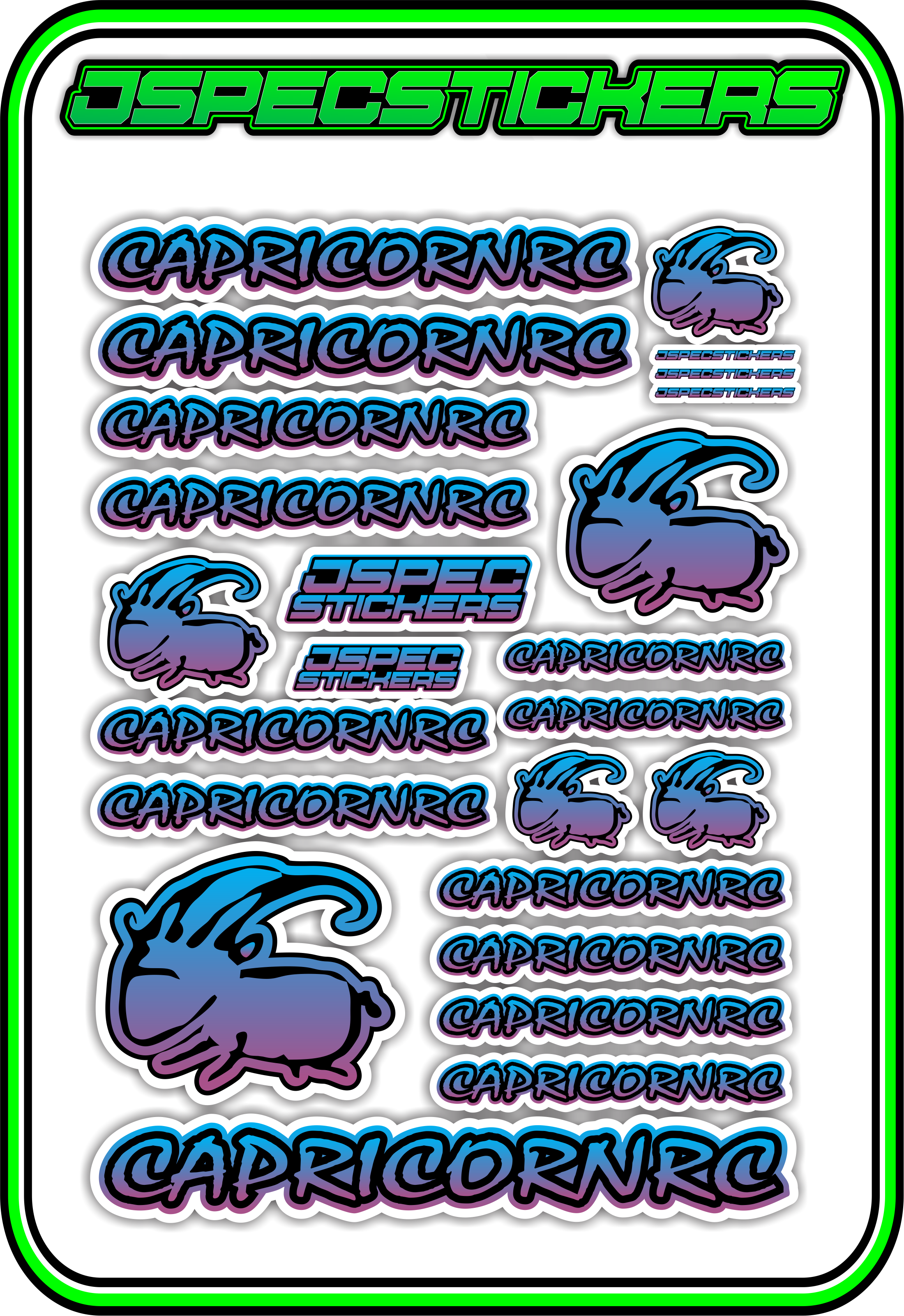 CAPRICORN RC STICKER SHEET A5 - Jspec Stickers