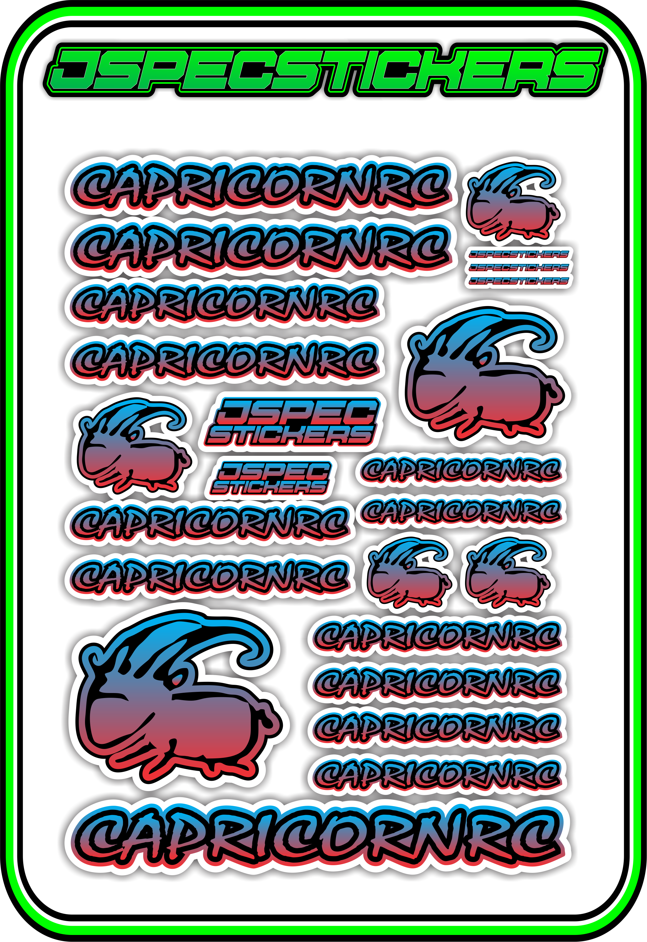 CAPRICORN RC STICKER SHEET A5 - Jspec Stickers